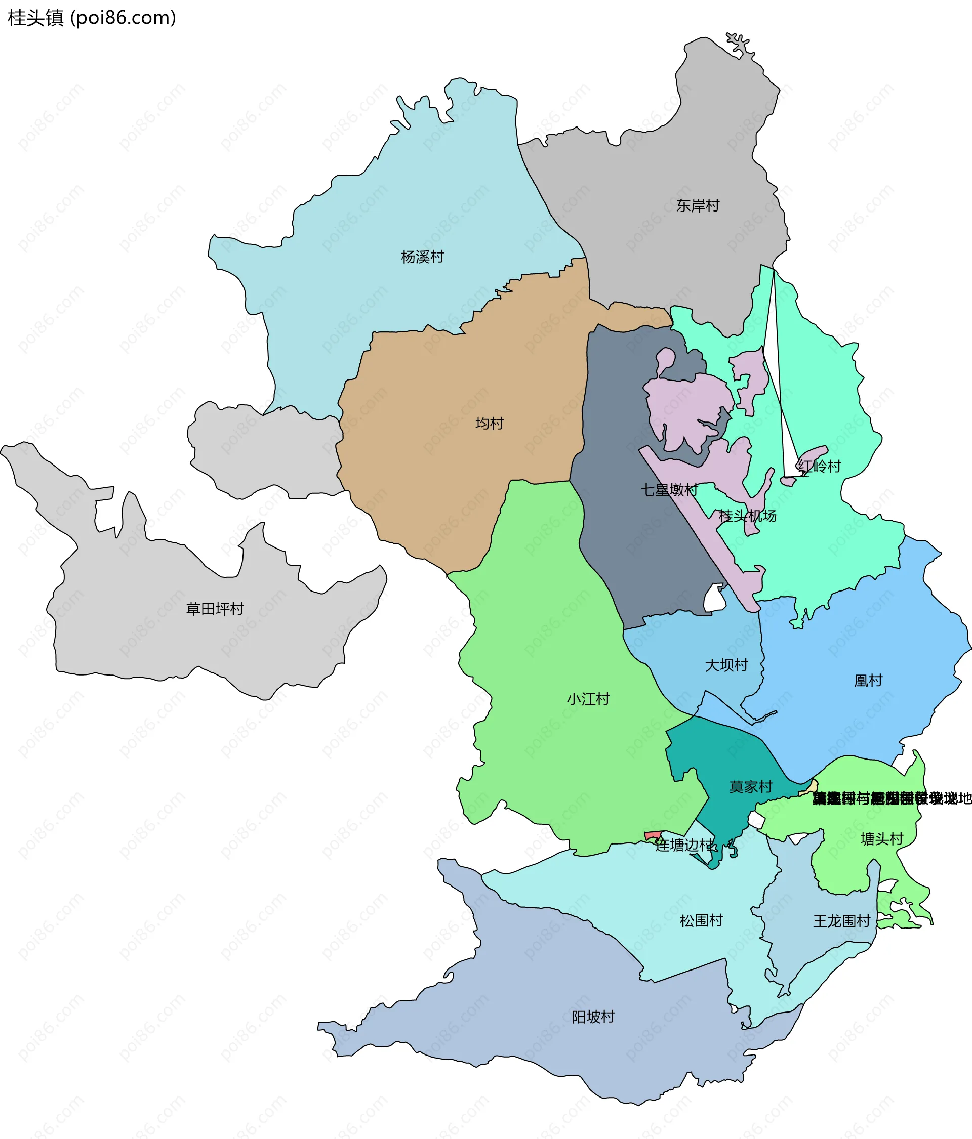 桂头镇边界地图(五级行政区划)