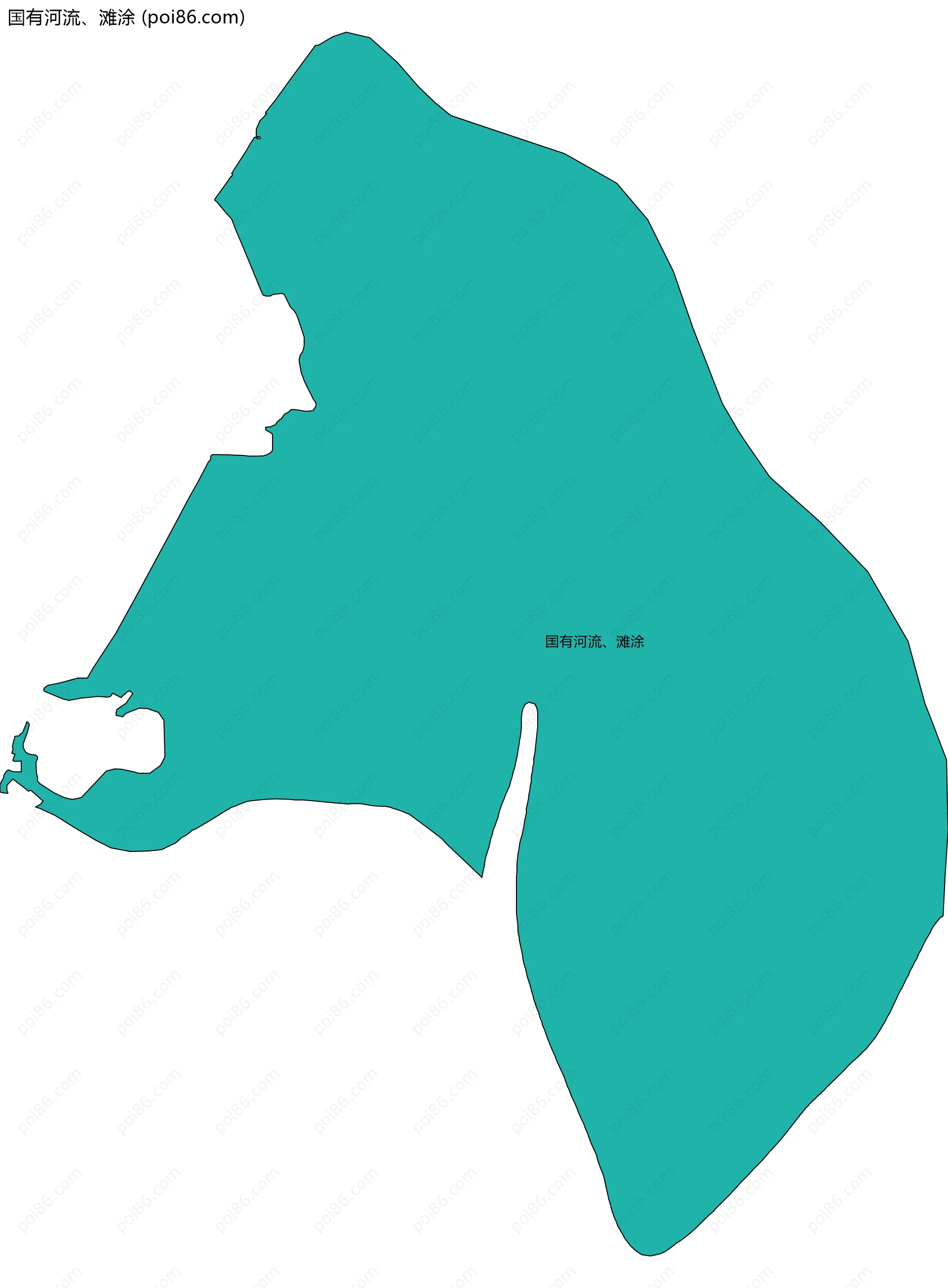 国有河流、滩涂边界地图(五级行政区划)