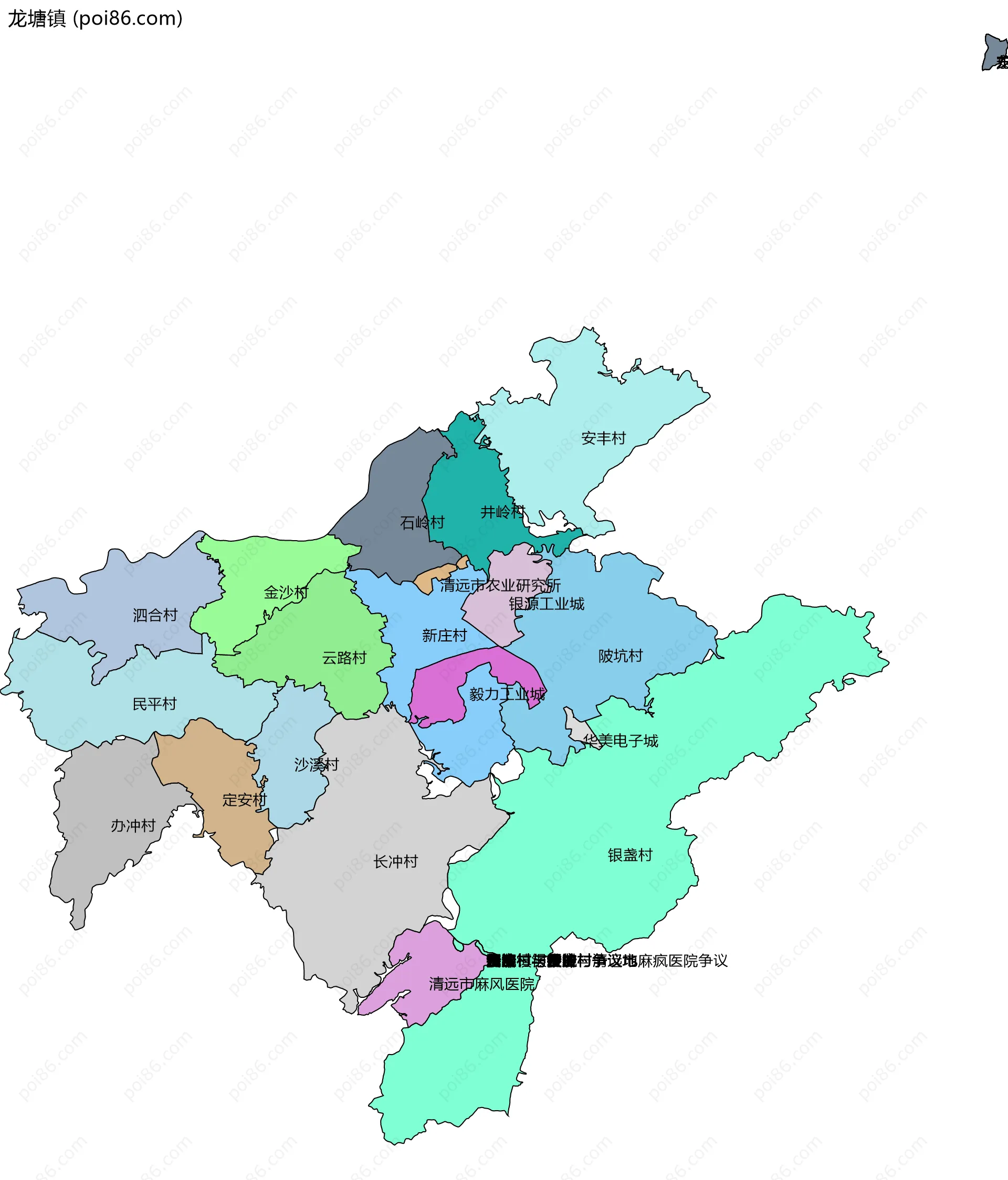 龙塘镇边界地图(五级行政区划)