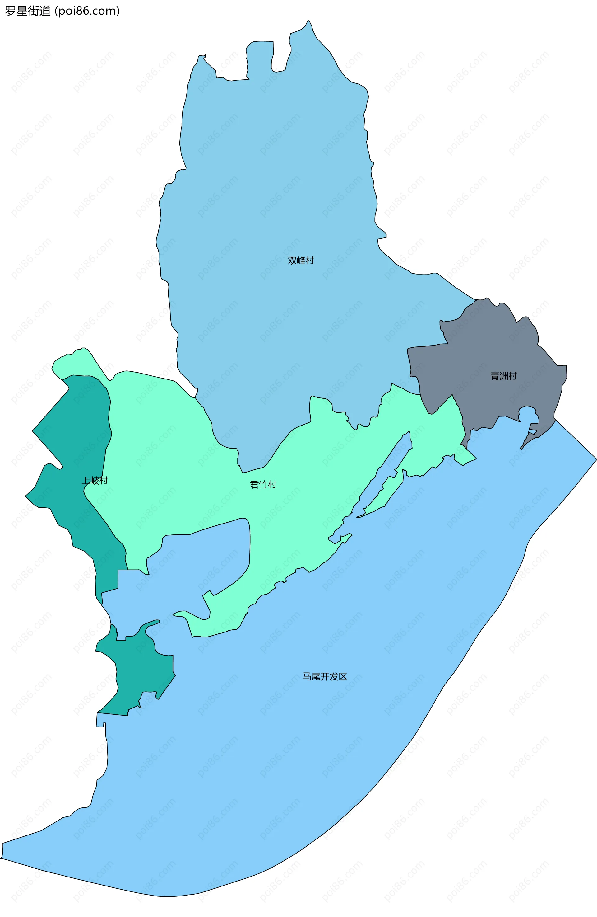 罗星街道边界地图(五级行政区划)