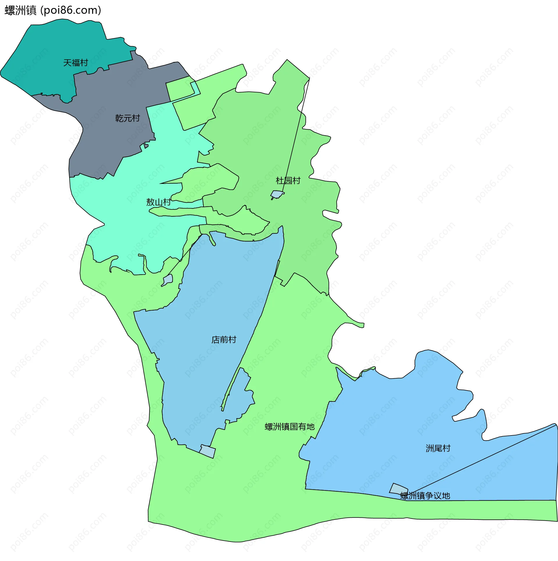 螺洲镇边界地图(五级行政区划)
