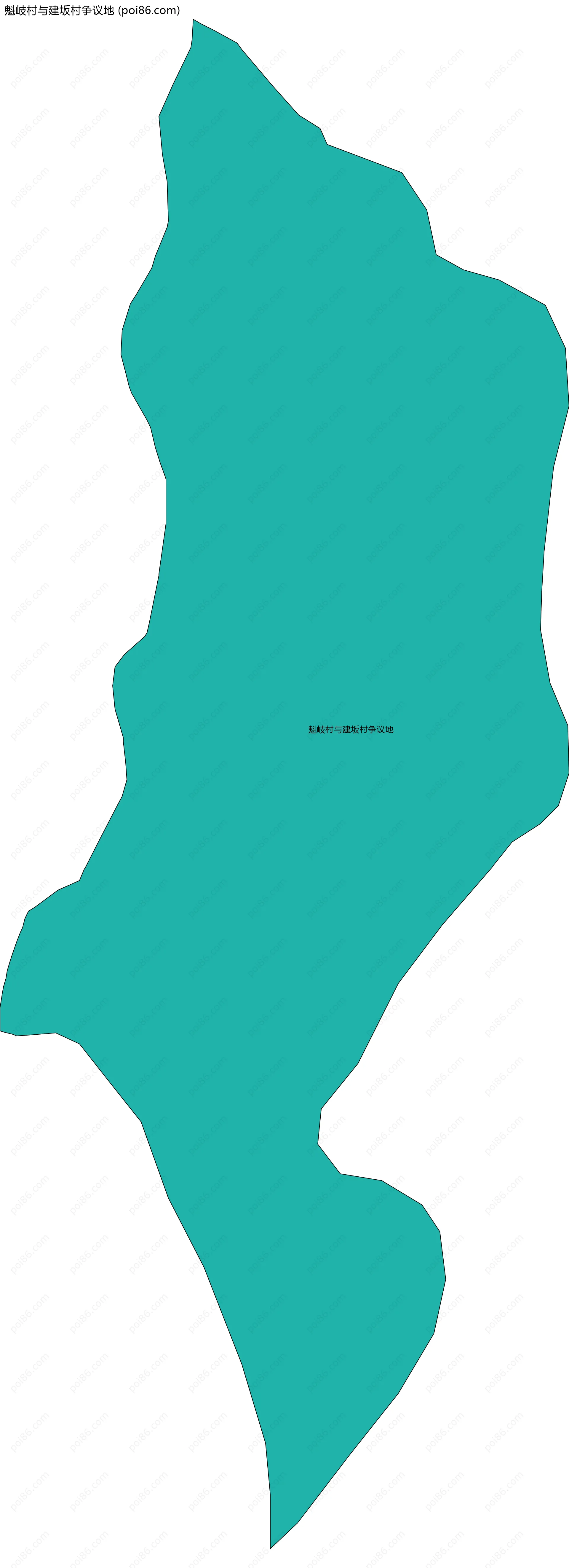 魁岐村与建坂村争议地边界地图