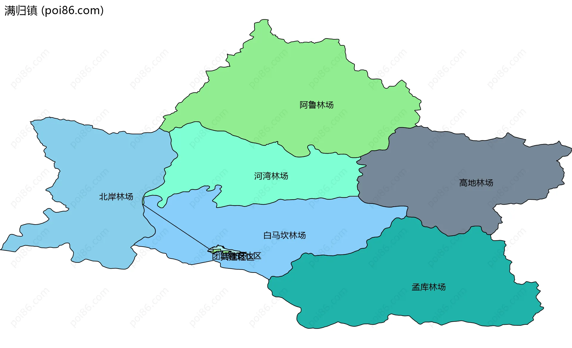 满归镇边界地图(五级行政区划)