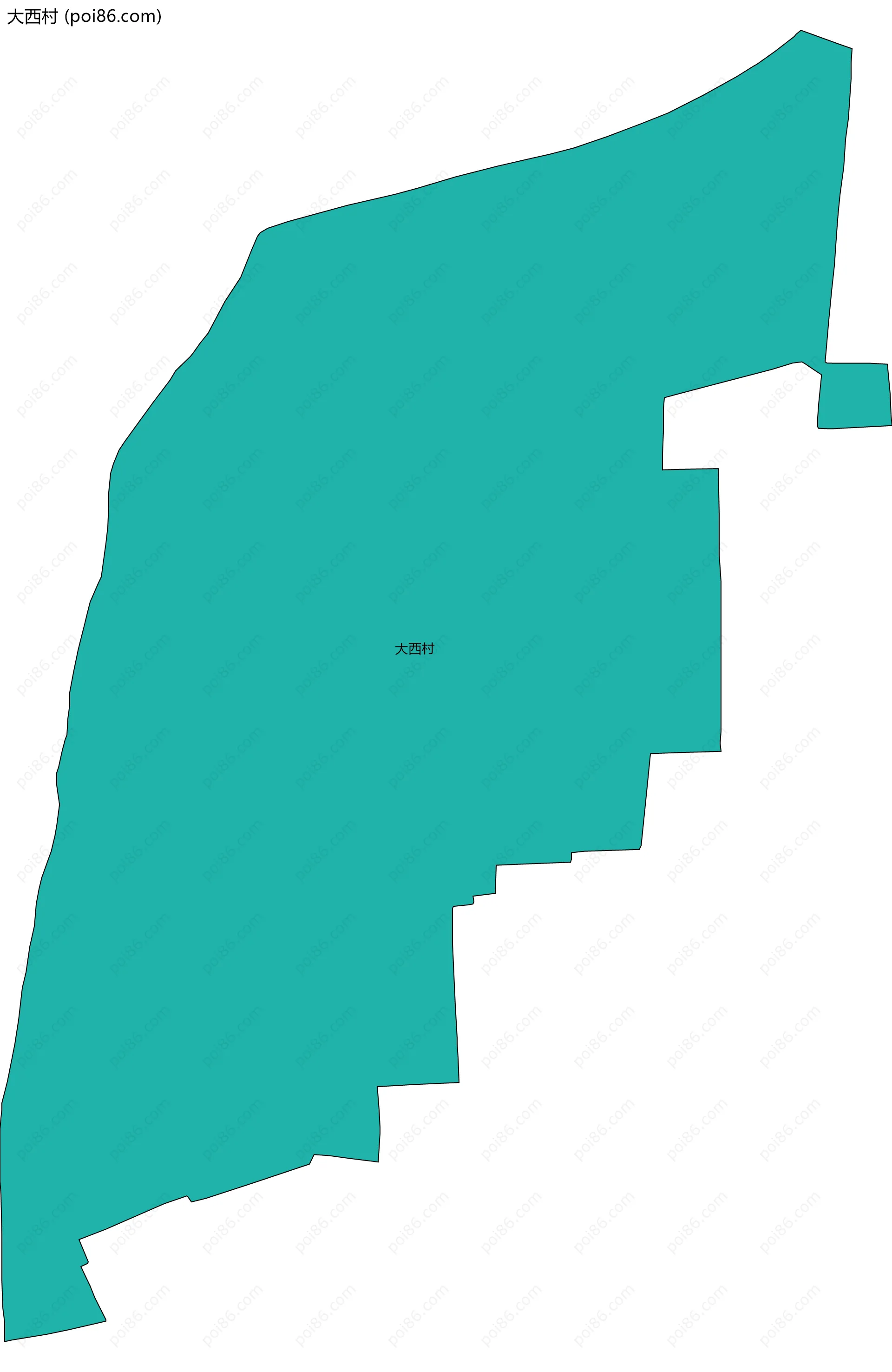 大西村边界地图