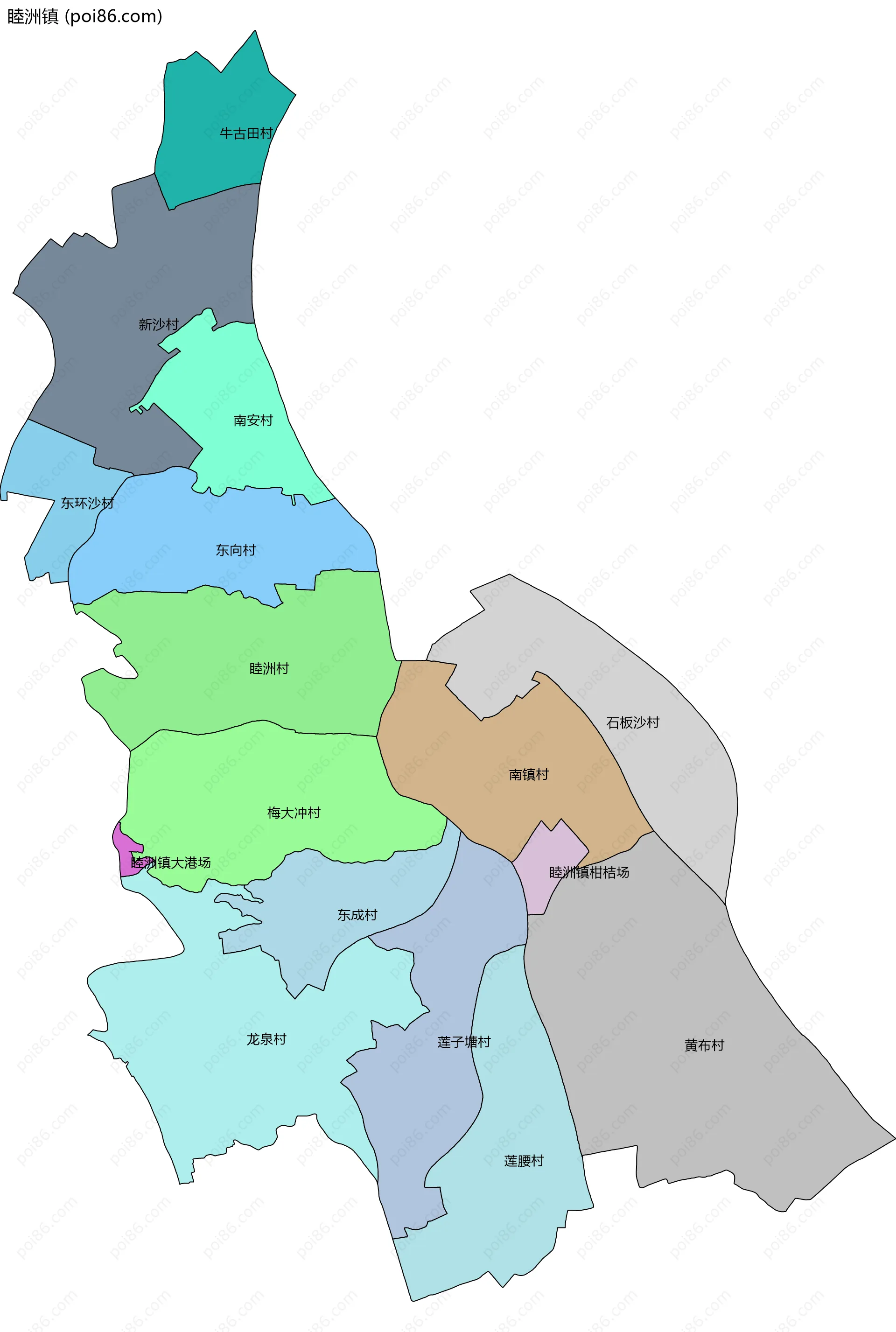 睦洲镇边界地图(五级行政区划)