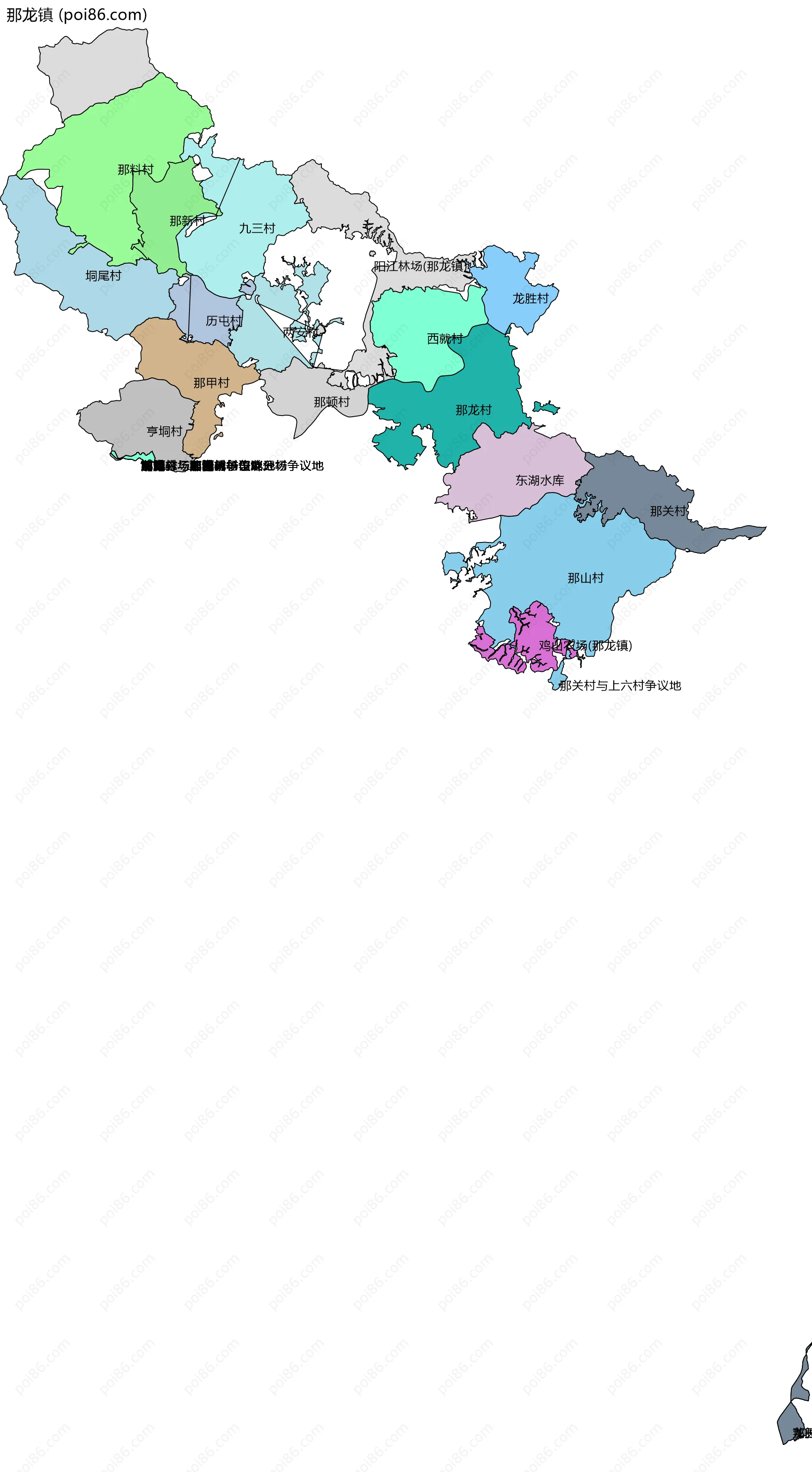 那龙镇边界地图(五级行政区划)