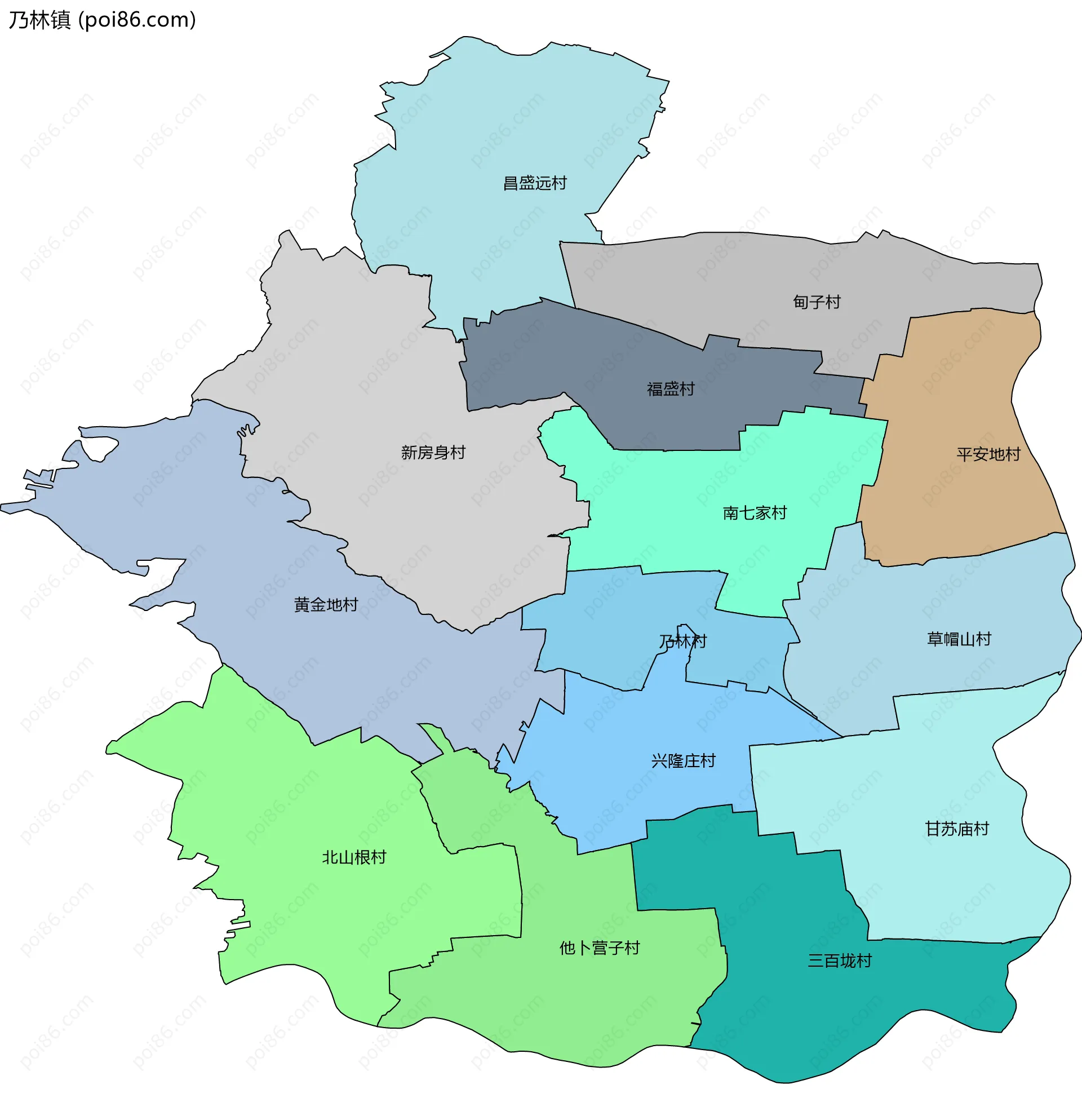 乃林镇边界地图(五级行政区划)