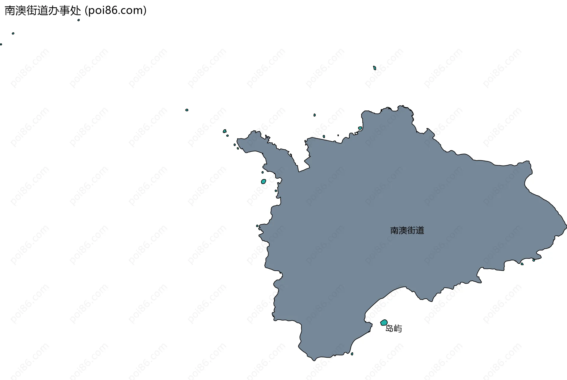 南澳街道办事处边界地图(五级行政区划)