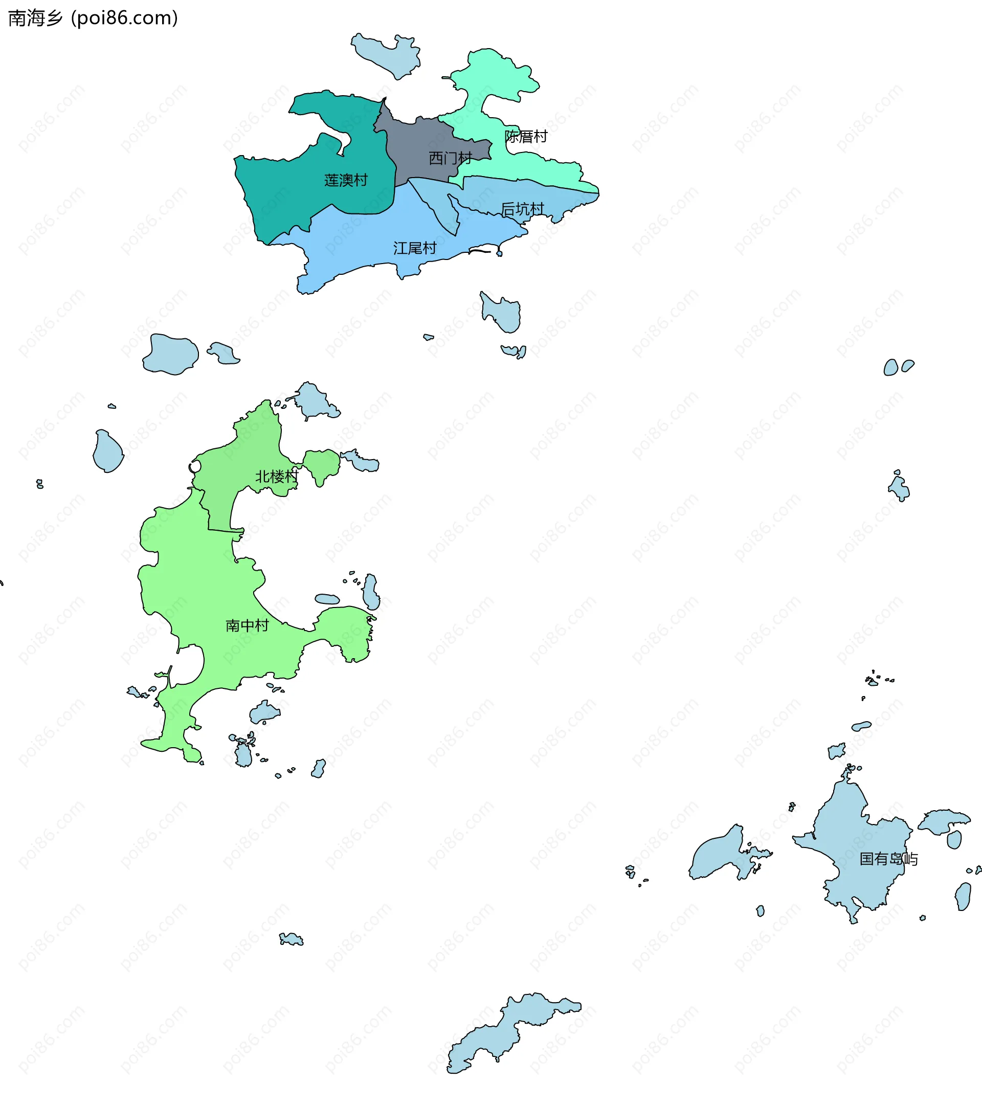 南海乡边界地图(五级行政区划)