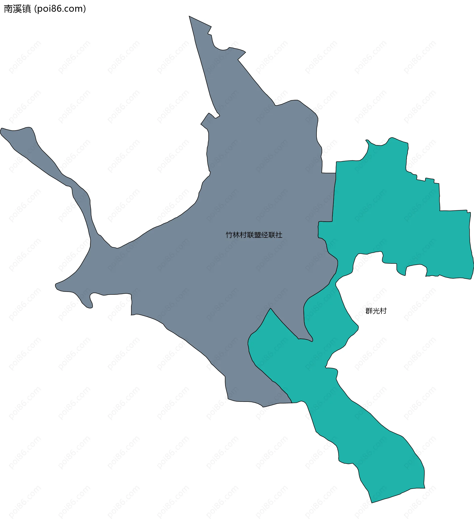南溪镇边界地图(五级行政区划)