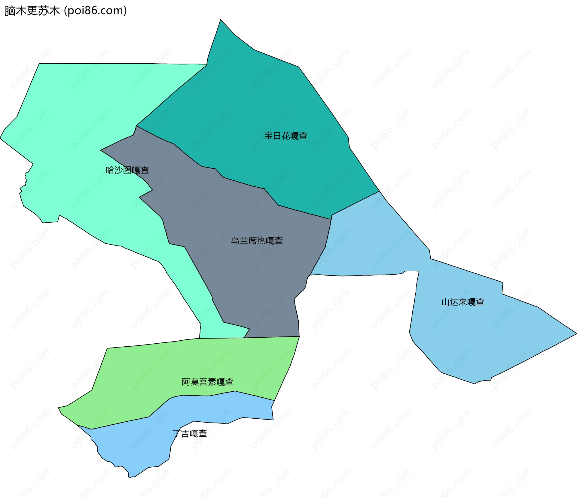 脑木更苏木边界地图(五级行政区划)