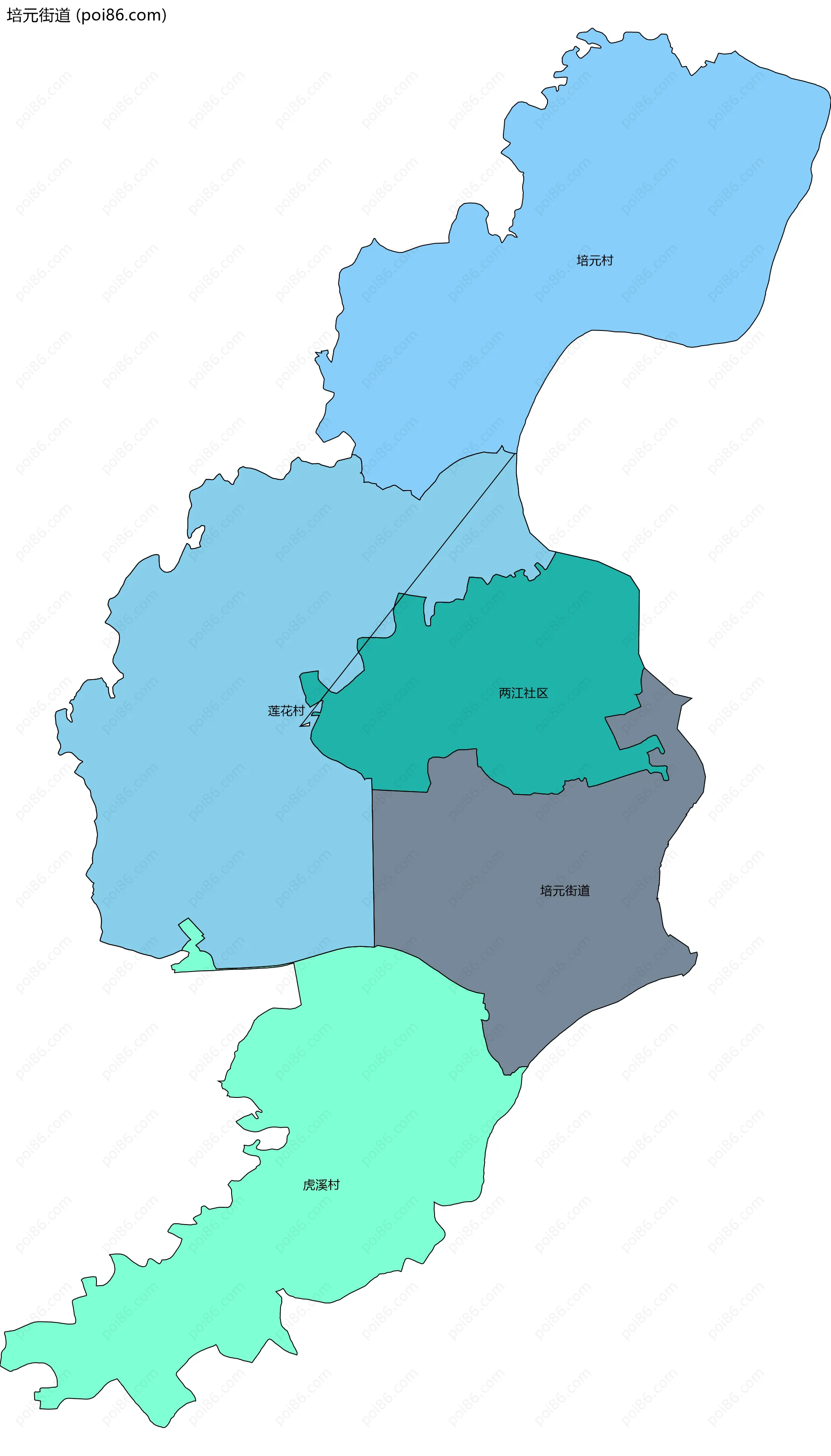 培元街道边界地图(五级行政区划)