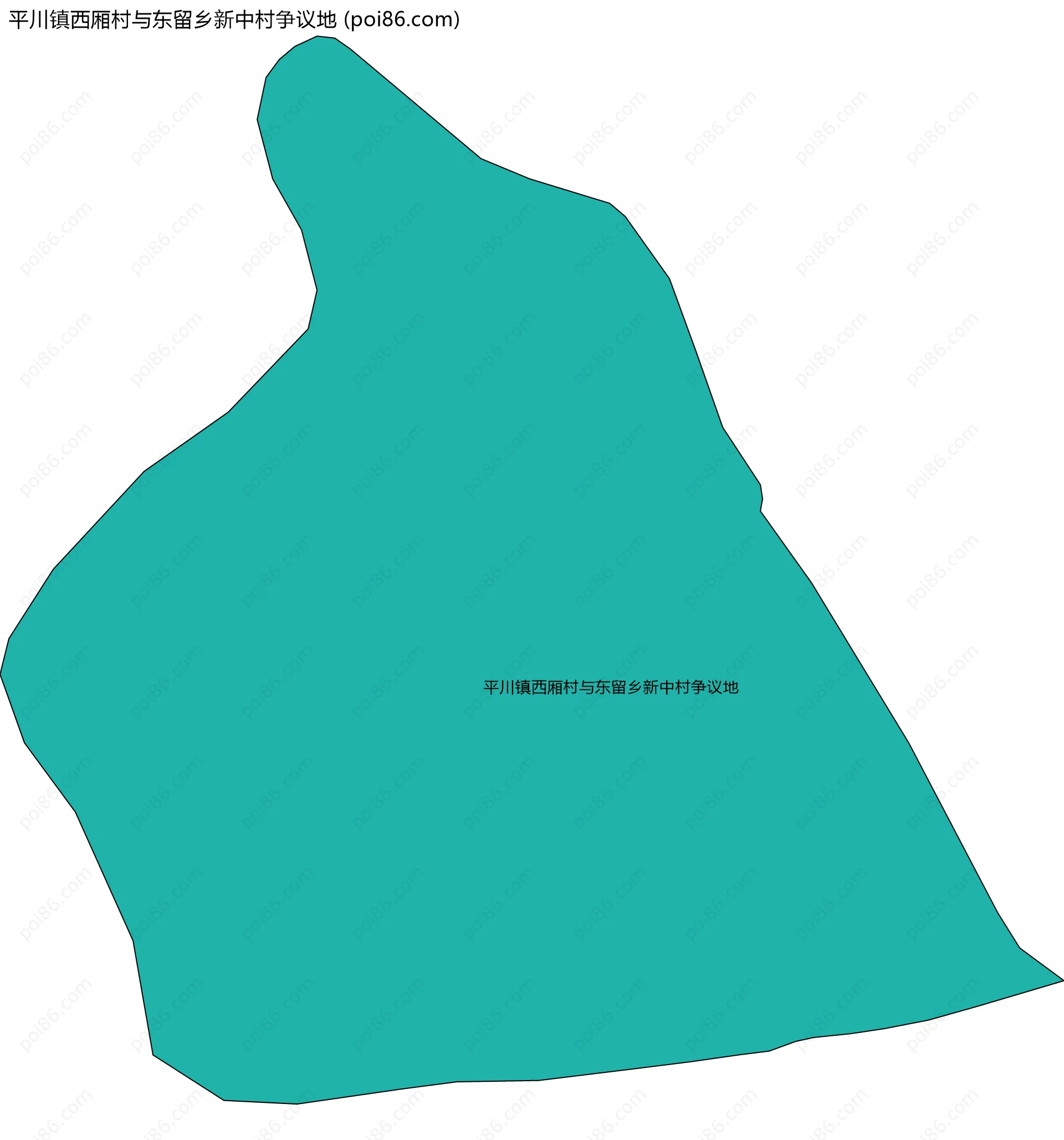 平川镇西厢村与东留乡新中村争议地边界地图