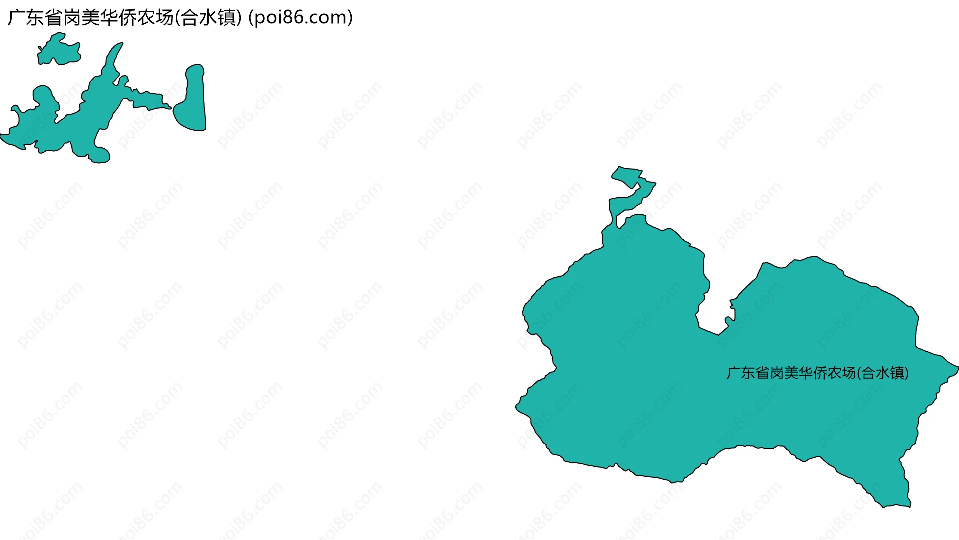 广东省岗美华侨农场(合水镇)边界地图