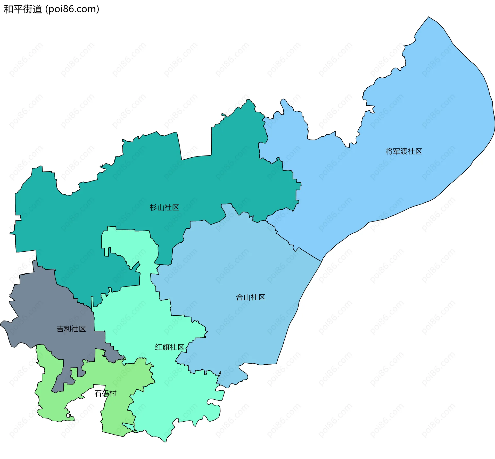 和平街道边界地图(五级行政区划)