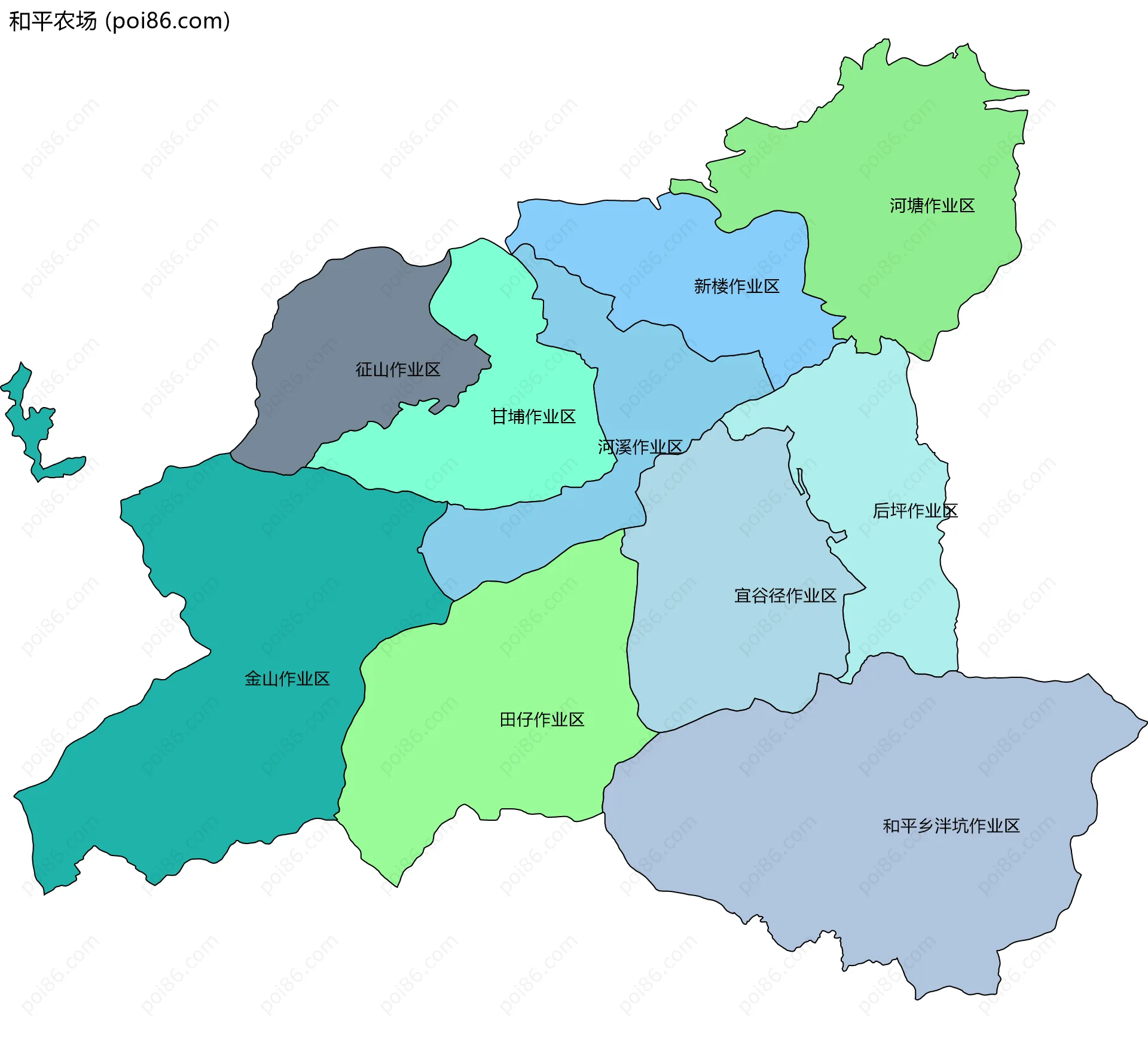 和平农场边界地图(五级行政区划)
