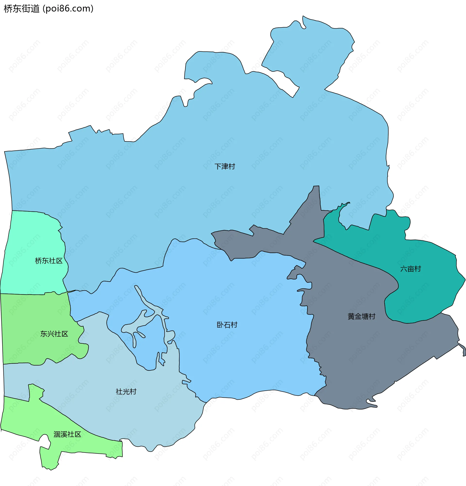 桥东街道边界地图(五级行政区划)