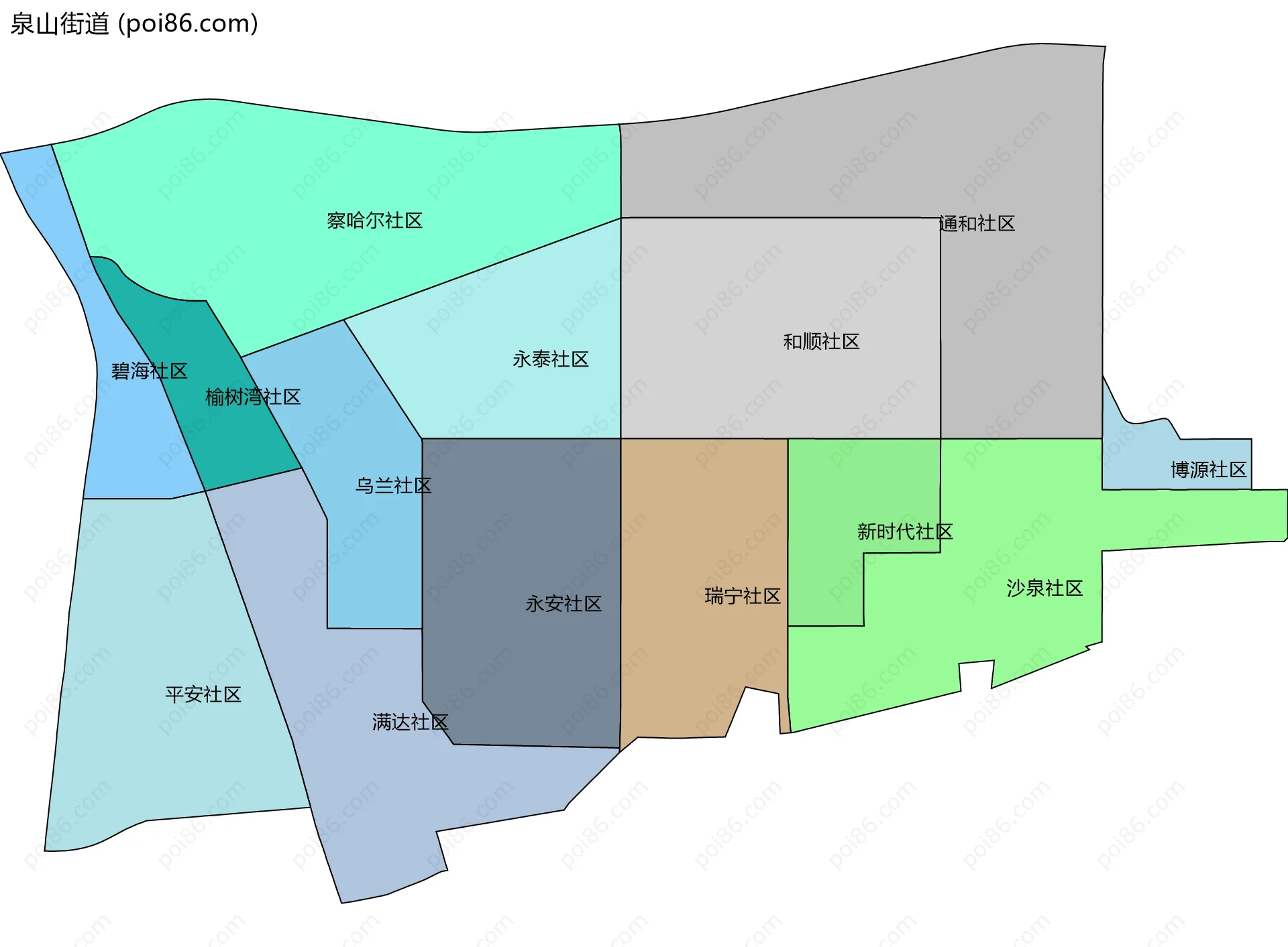 泉山街道边界地图(五级行政区划)