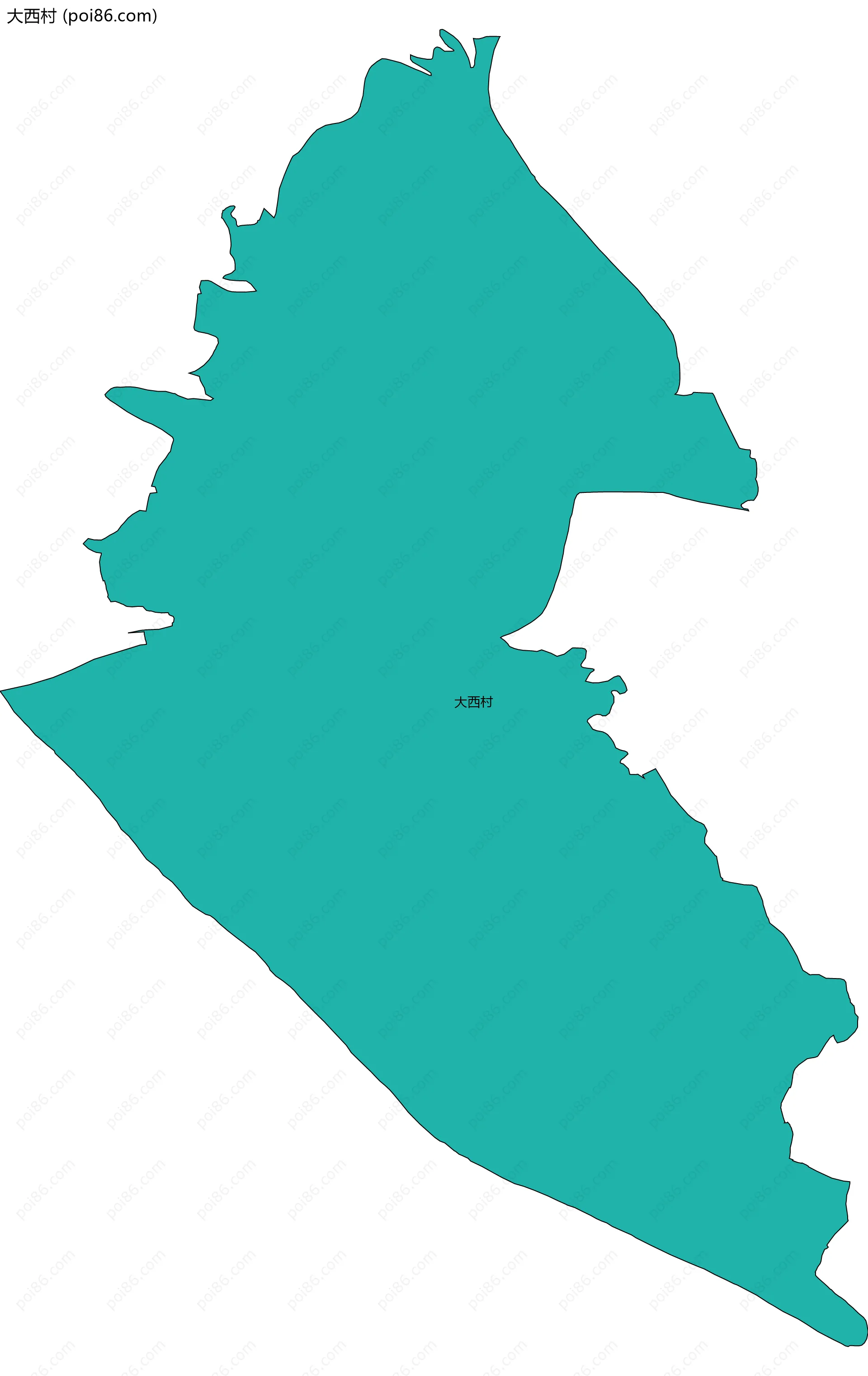 大西村边界地图