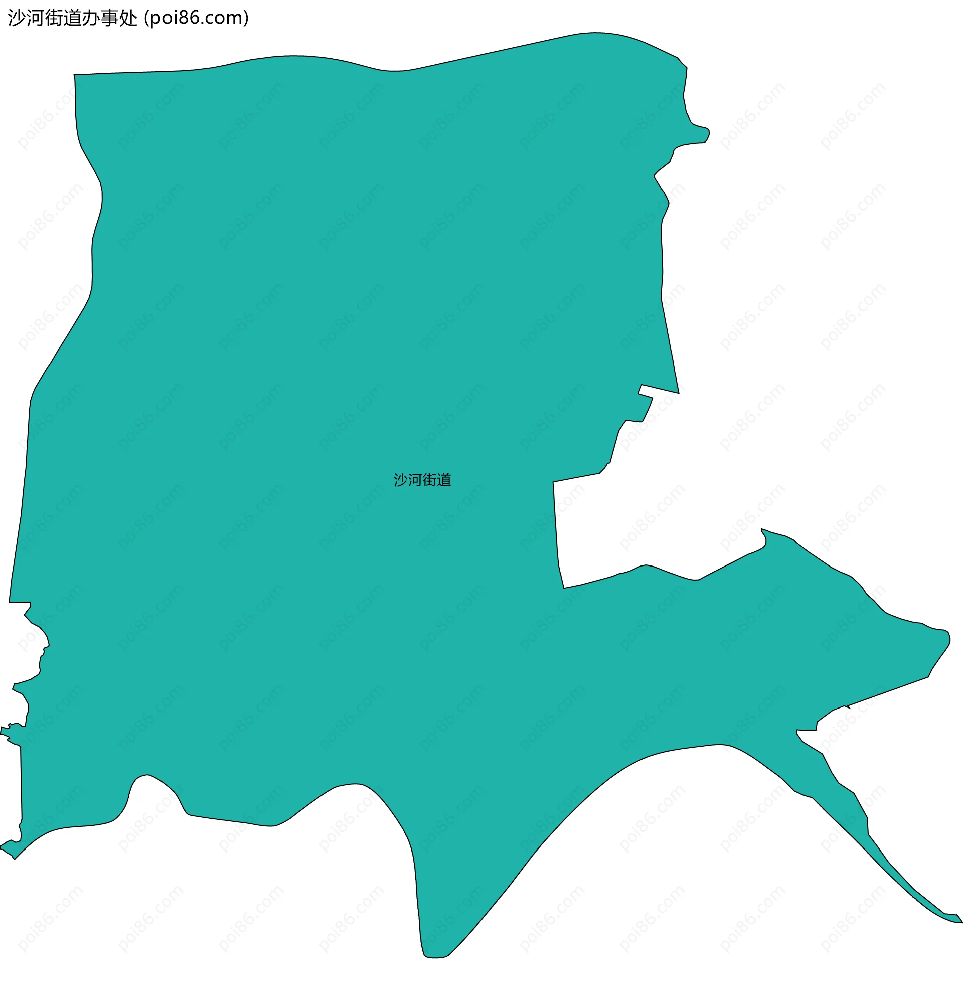 沙河街道办事处边界地图(五级行政区划)