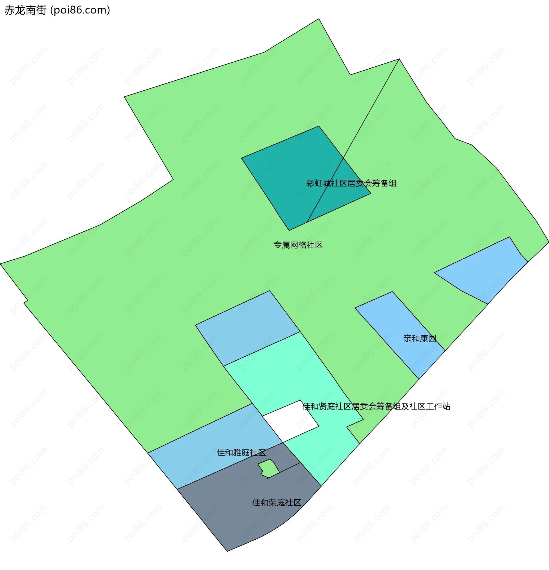 赤龙南街边界地图(五级行政区划)