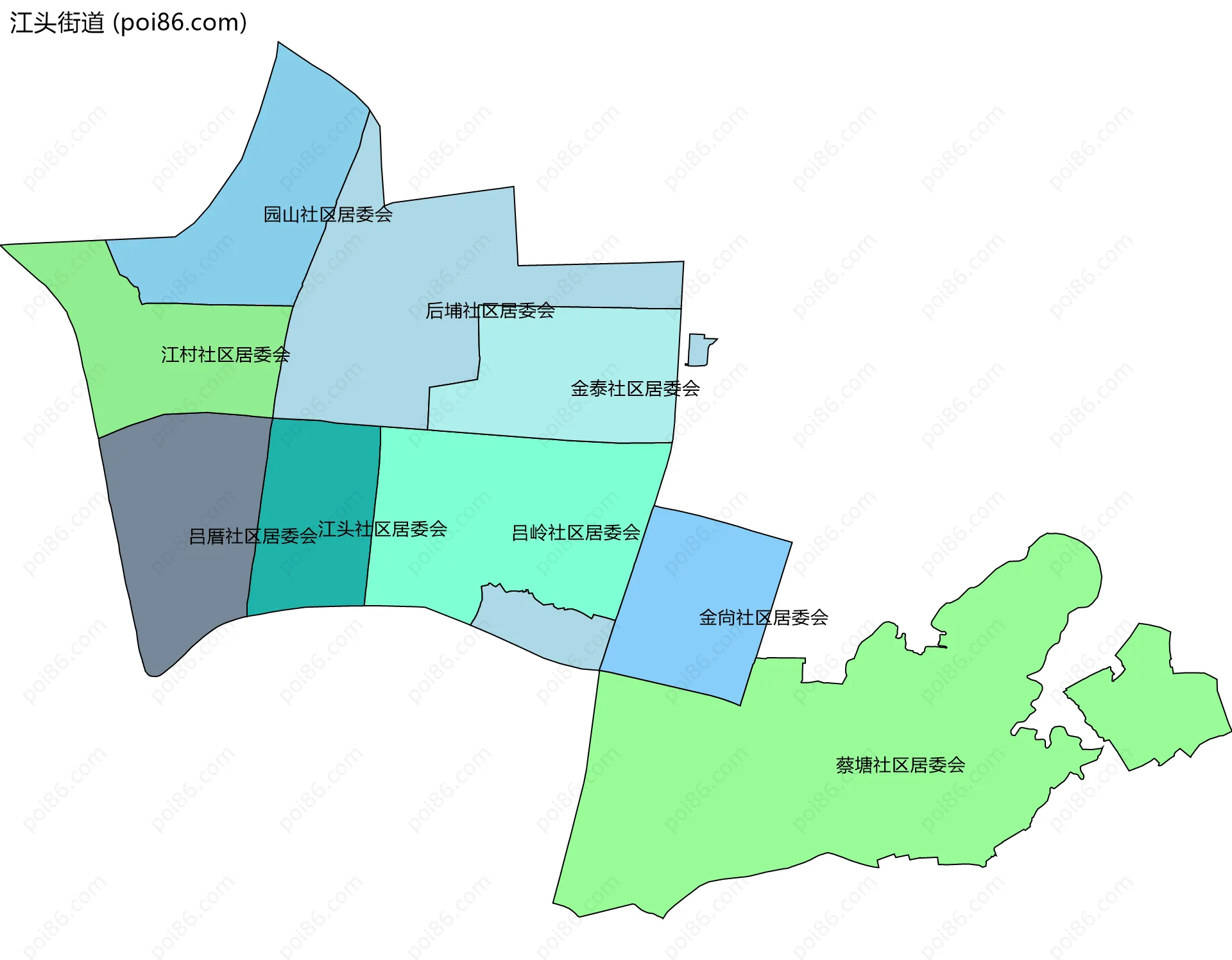 江头街道边界地图(五级行政区划)