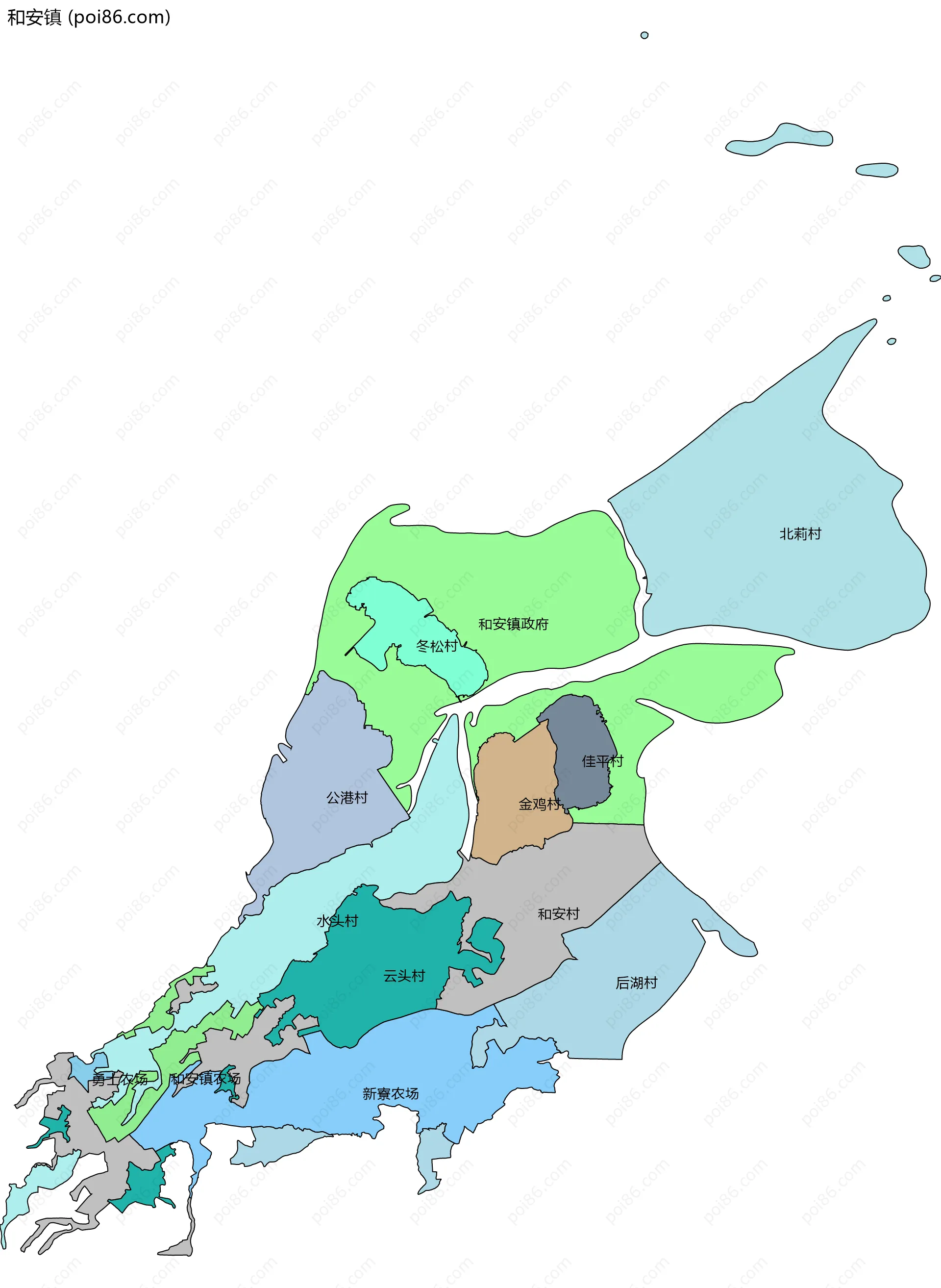 和安镇边界地图(五级行政区划)