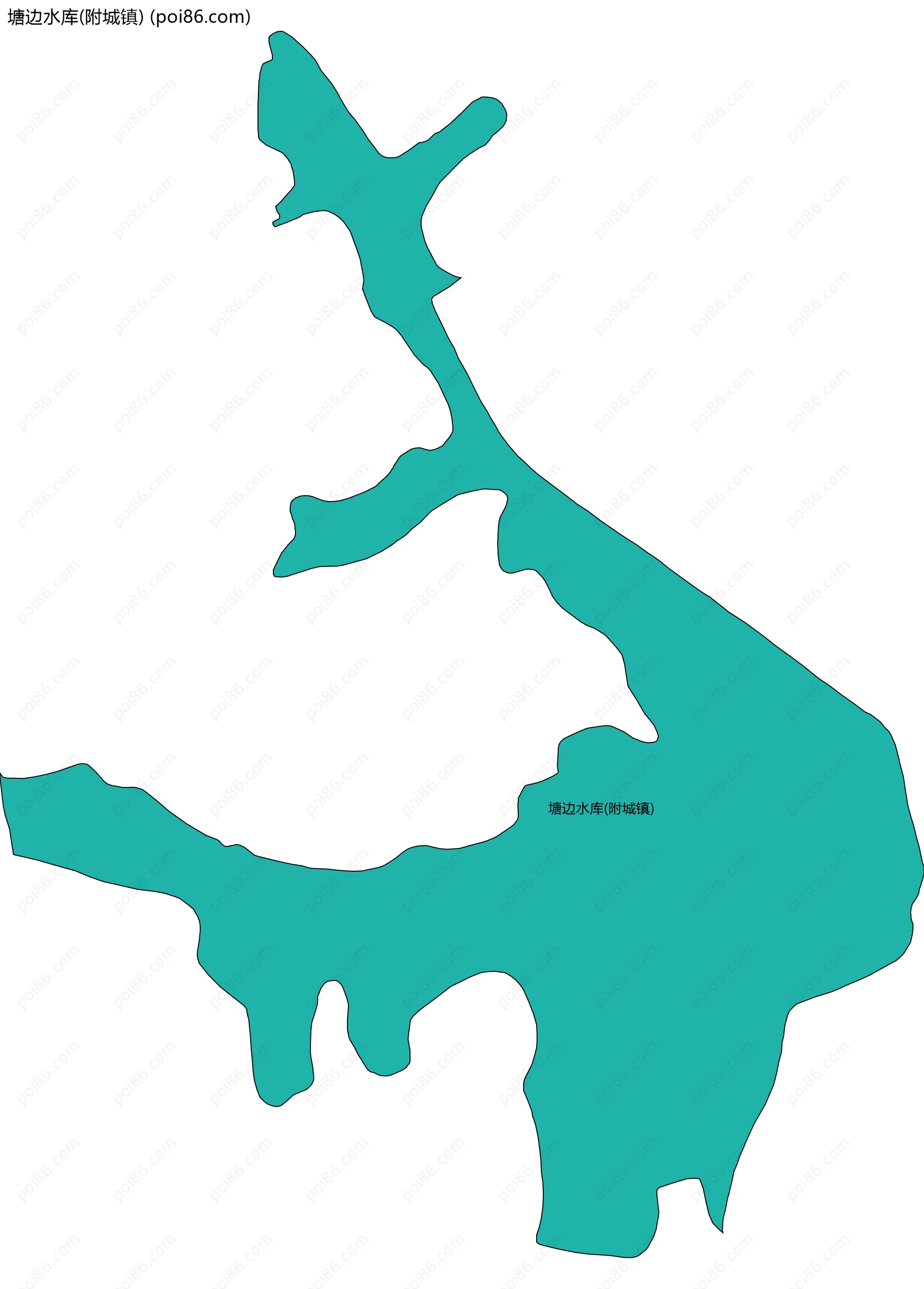 塘边水库(附城镇)边界地图