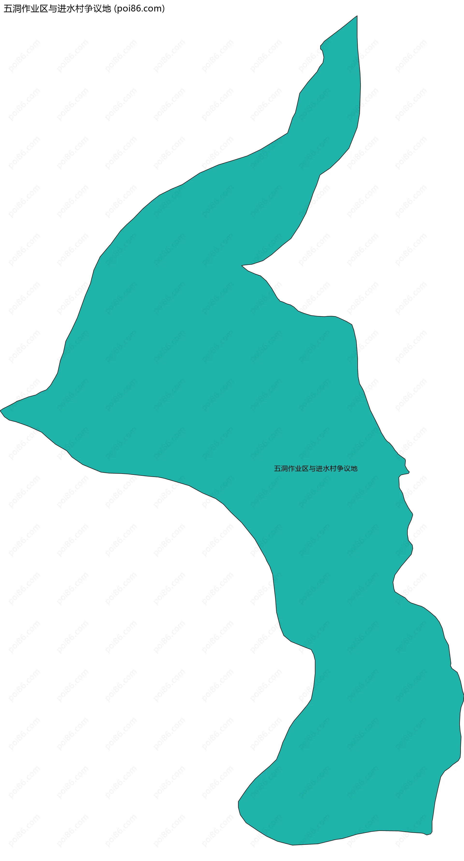 五洞作业区与进水村争议地边界地图