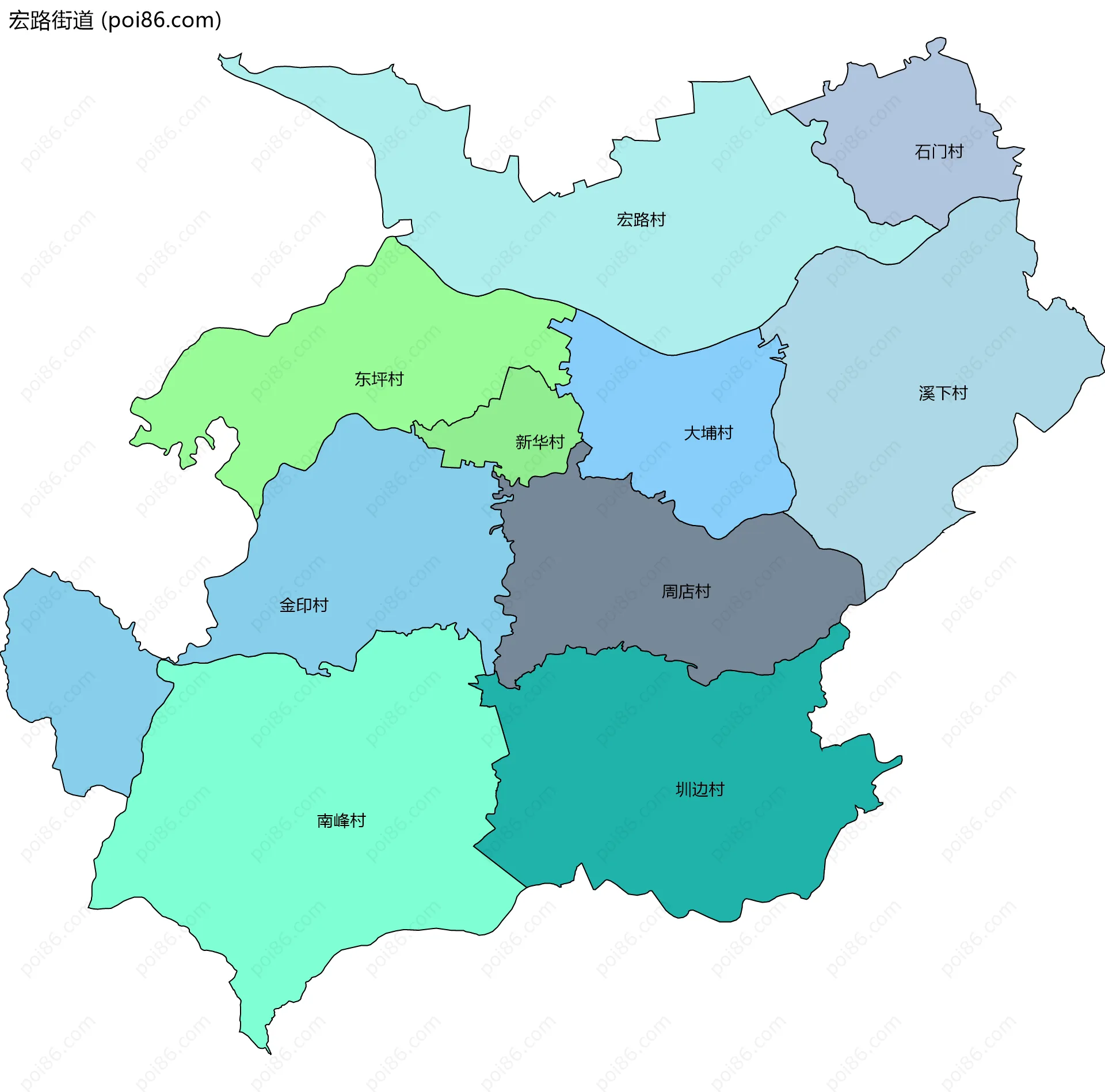 宏路街道边界地图(五级行政区划)