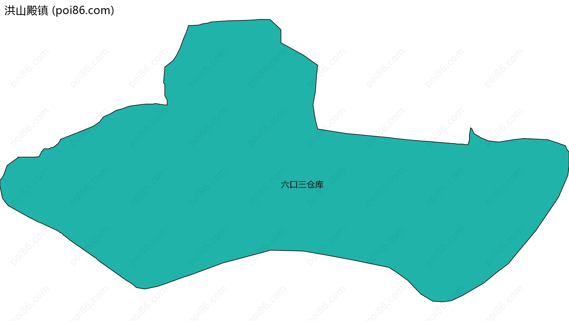 洪山殿镇边界地图(五级行政区划)