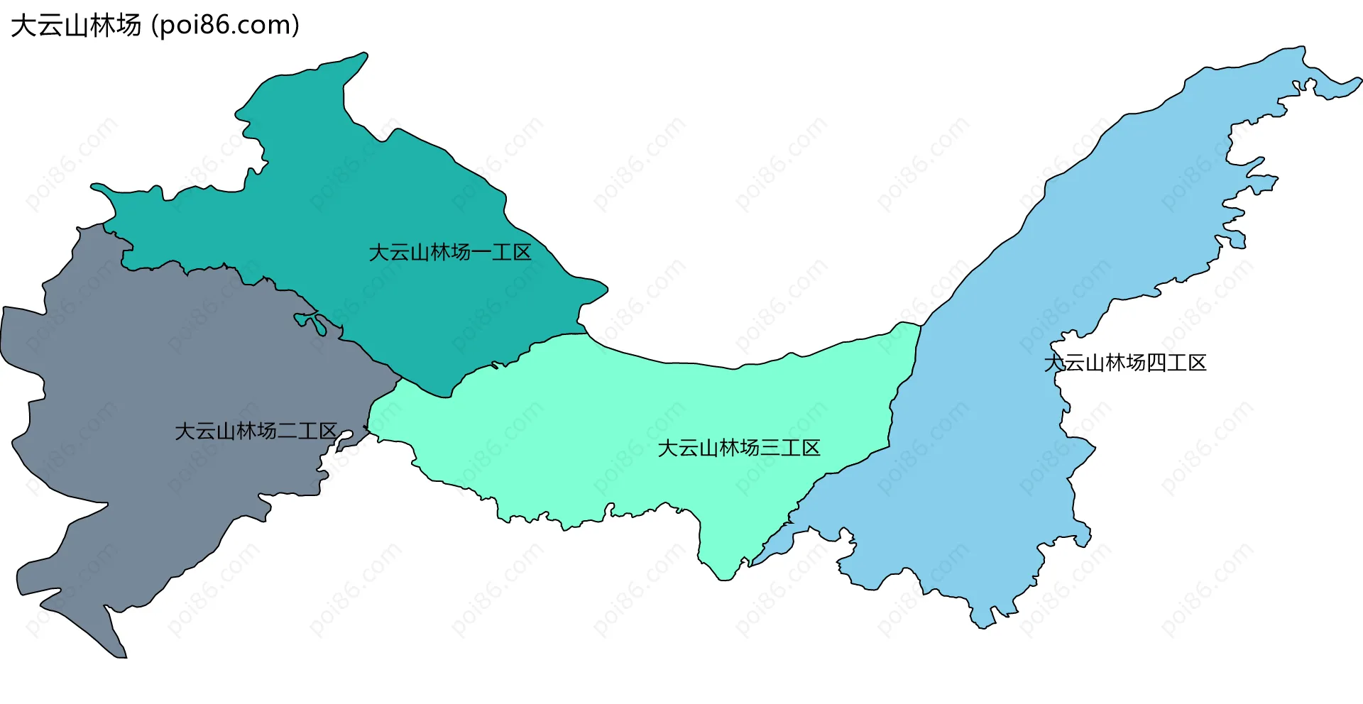 大云山林场边界地图(五级行政区划)