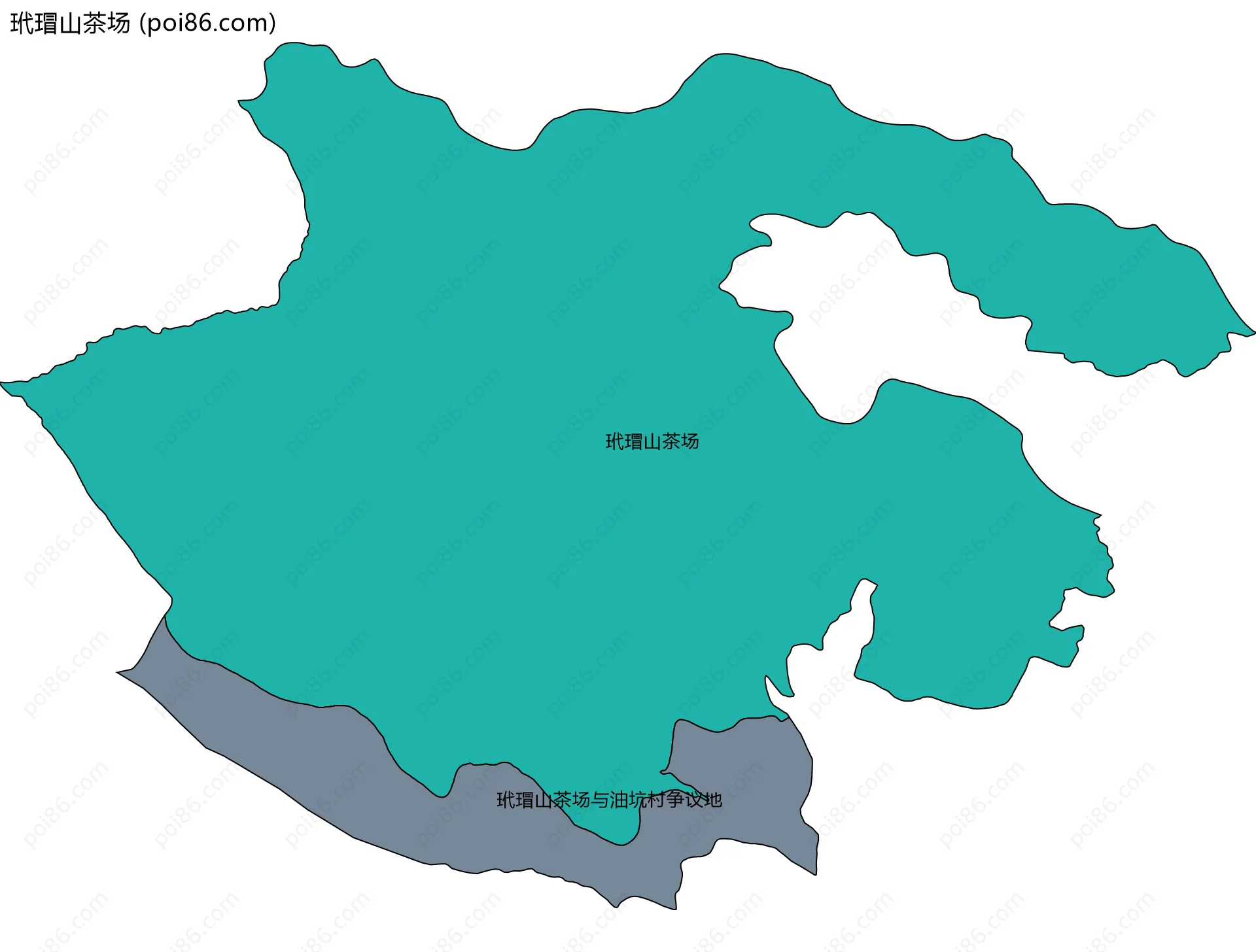 玳瑁山茶场边界地图(五级行政区划)