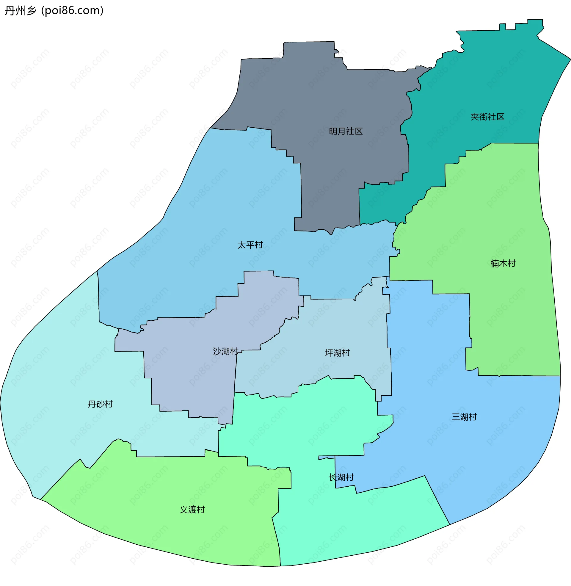 丹州乡边界地图(五级行政区划)