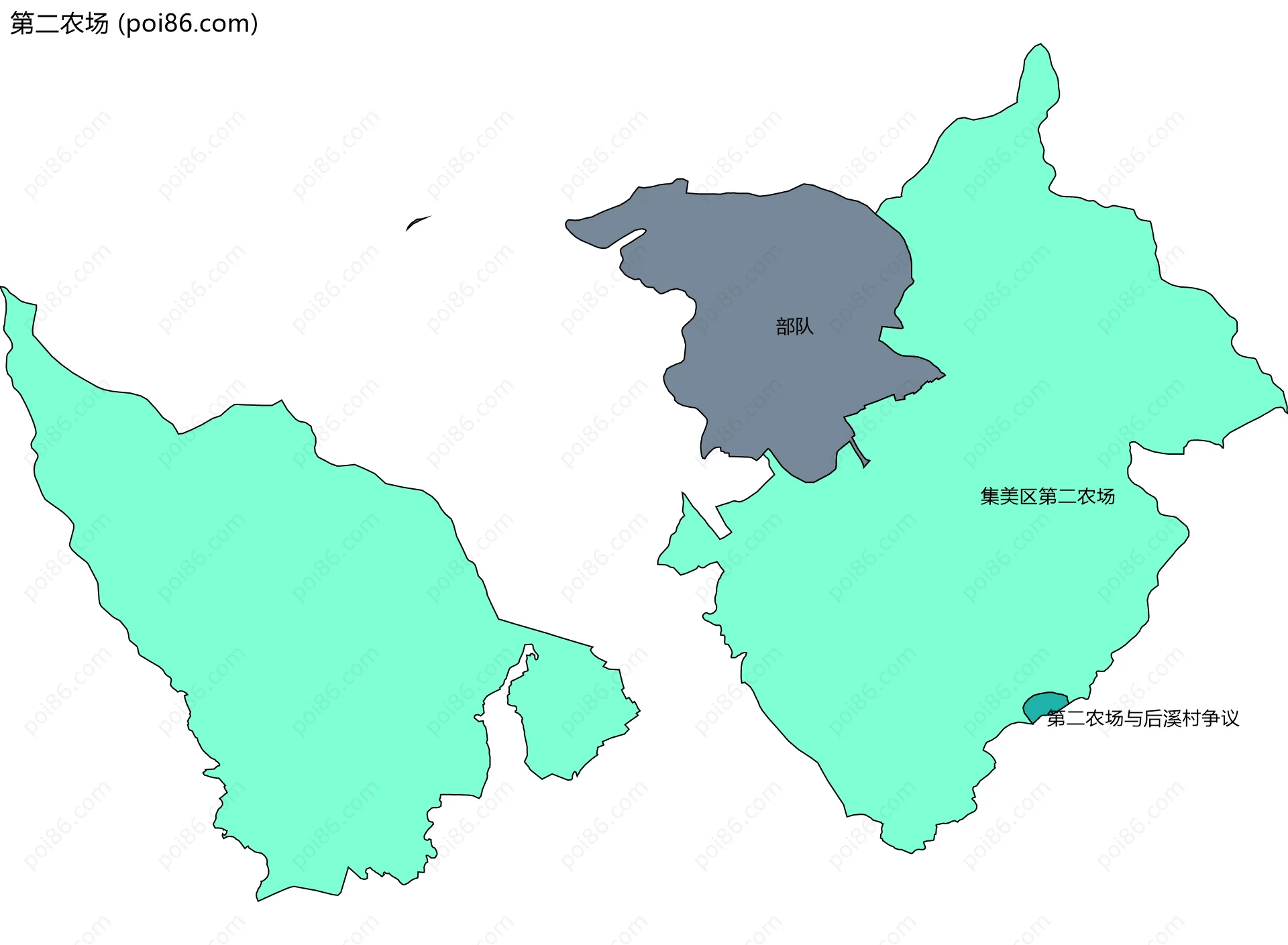 第二农场边界地图(五级行政区划)