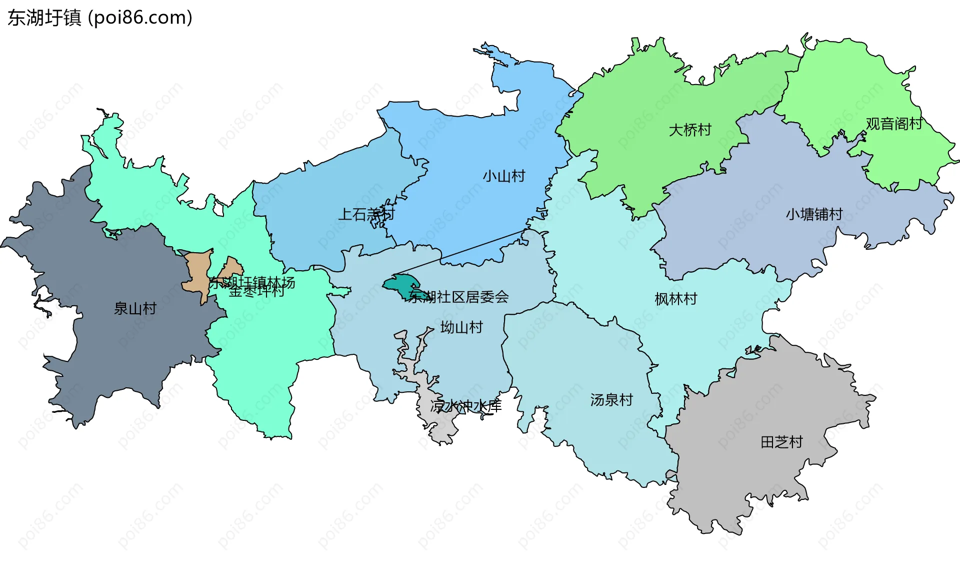 东湖圩镇边界地图(五级行政区划)