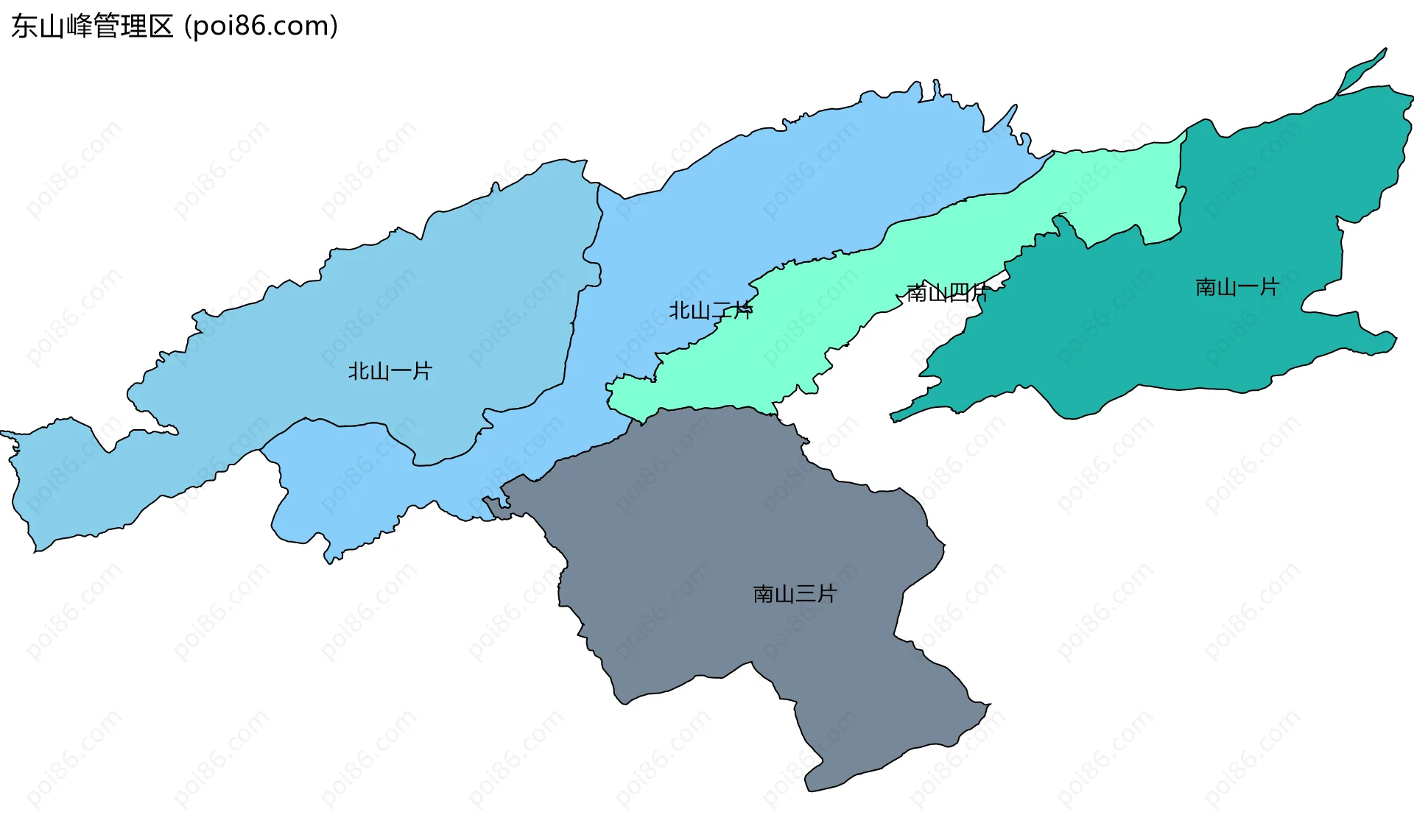 东山峰管理区边界地图(五级行政区划)