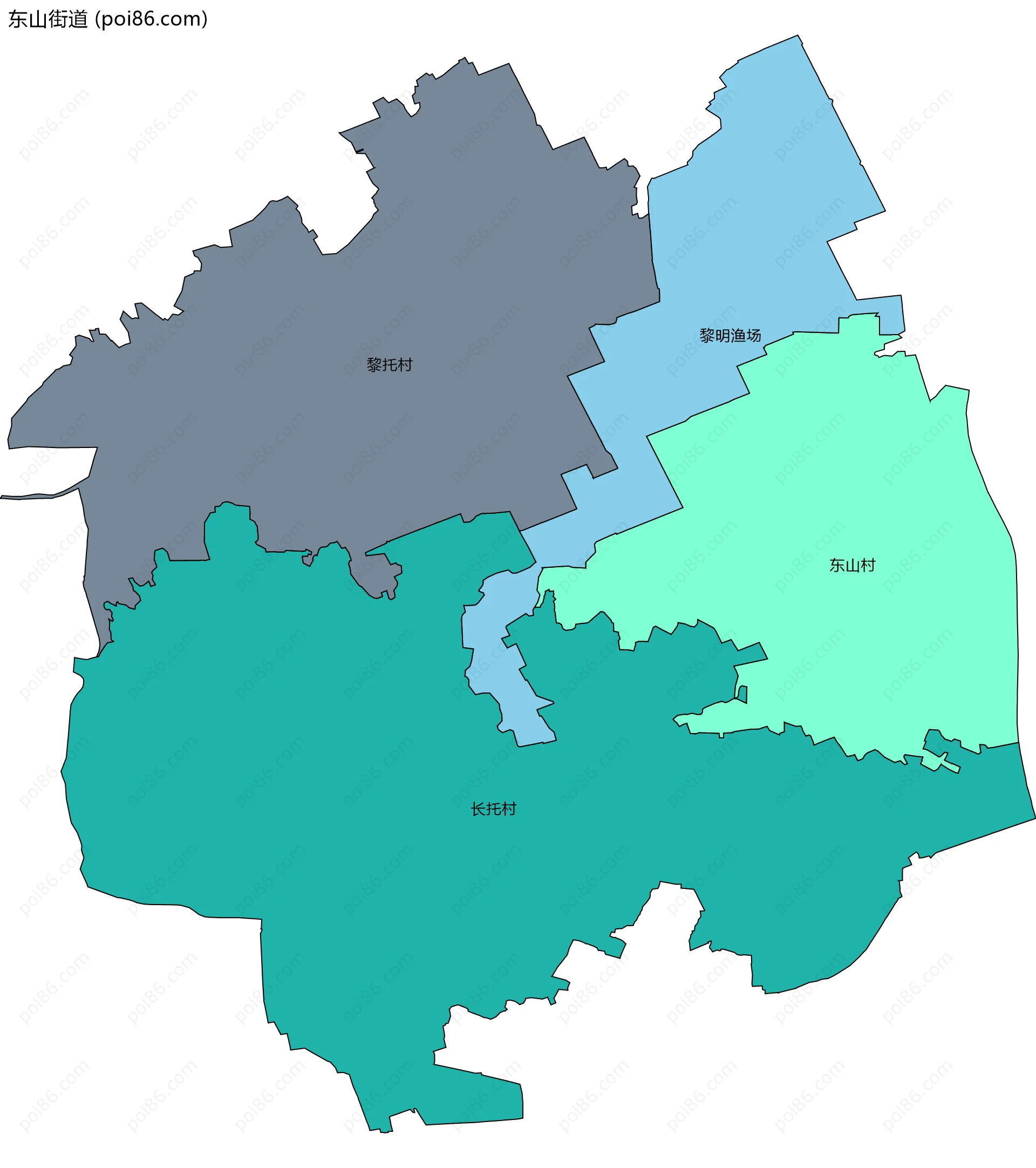 东山街道边界地图(五级行政区划)