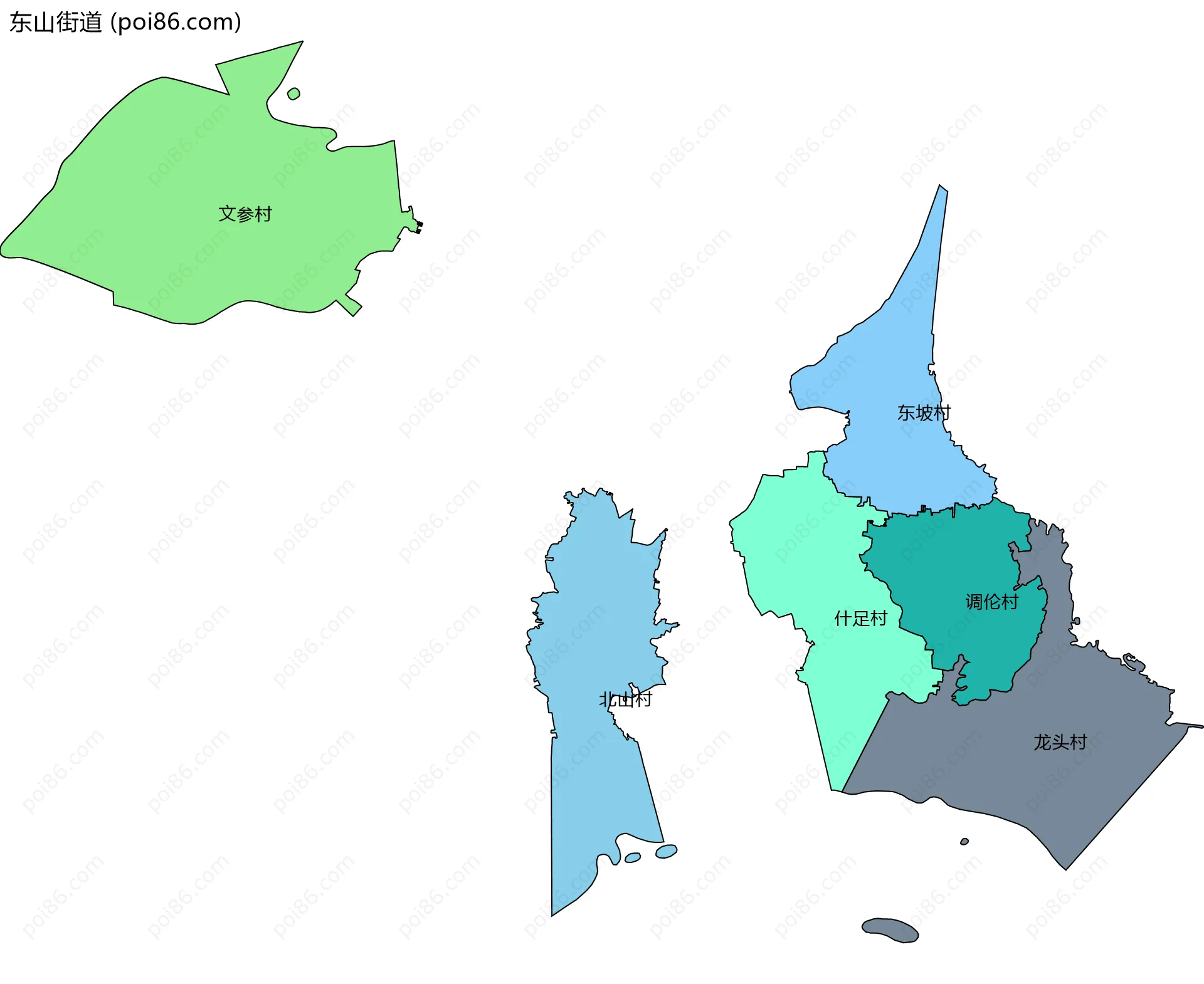 东山街道边界地图(五级行政区划)