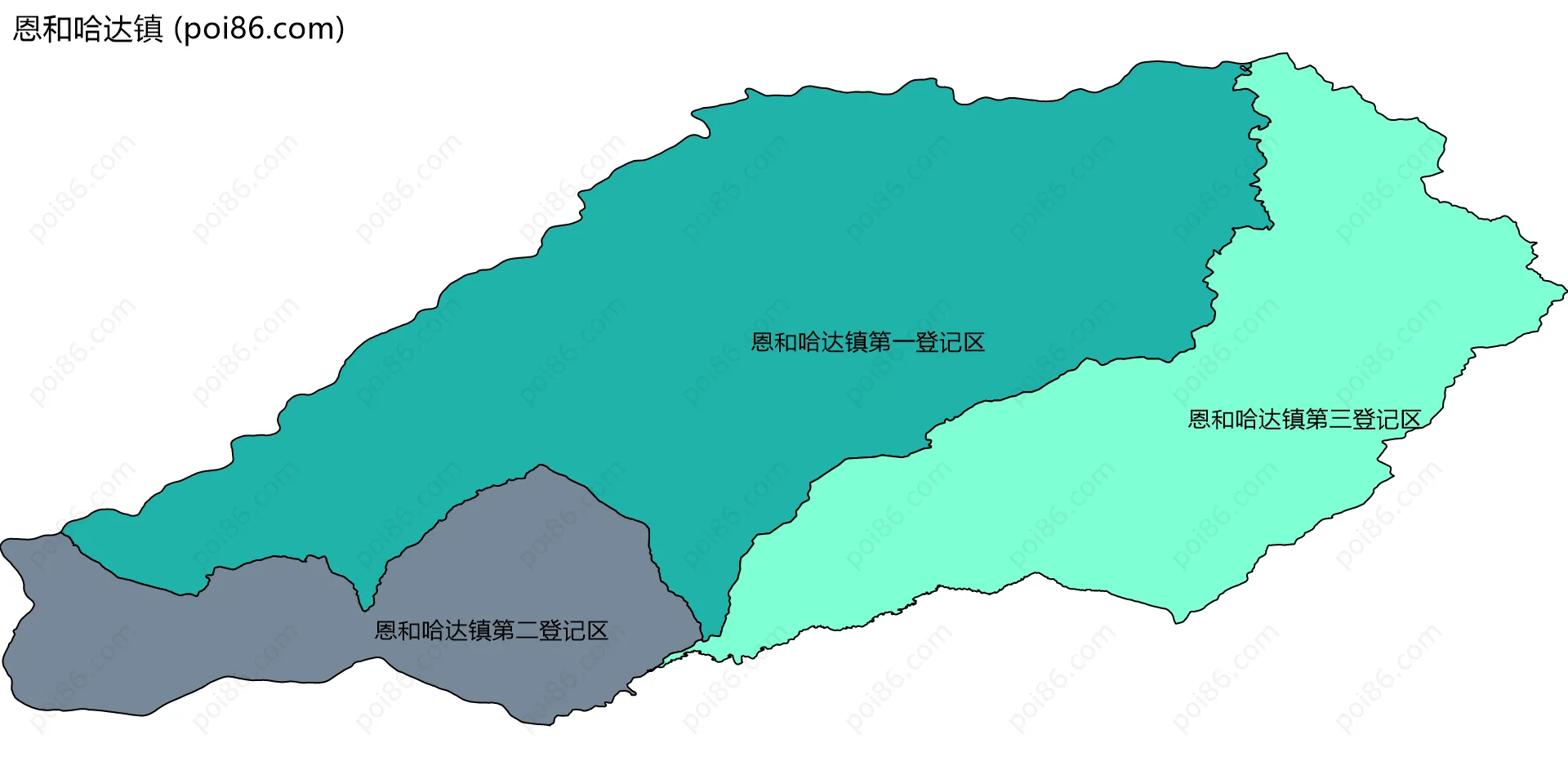 恩和哈达镇边界地图(五级行政区划)