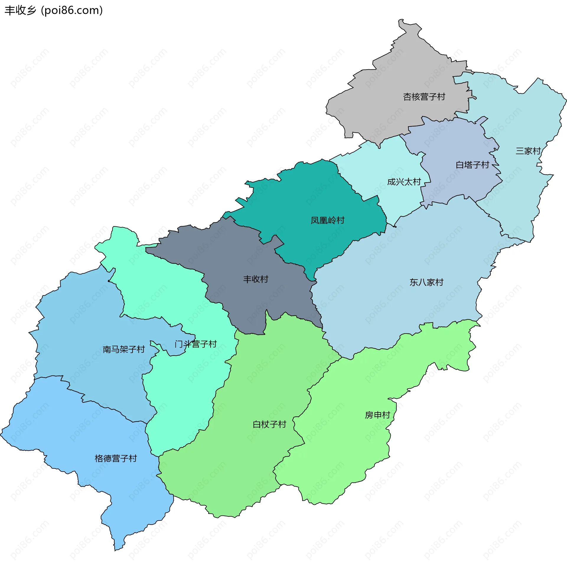 丰收乡边界地图(五级行政区划)