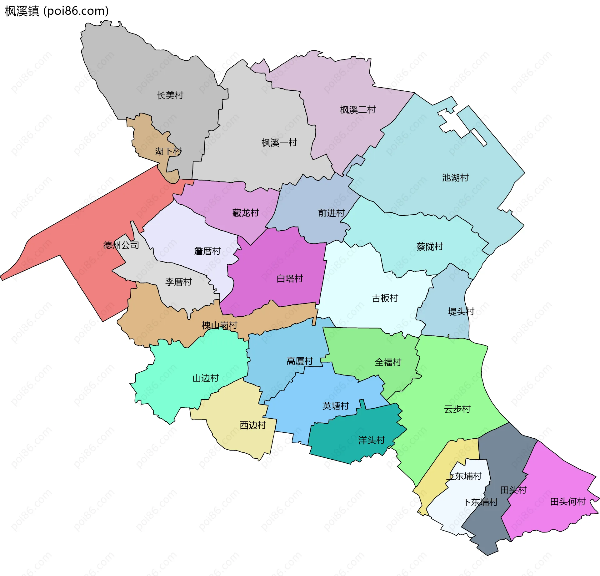 枫溪镇边界地图(五级行政区划)