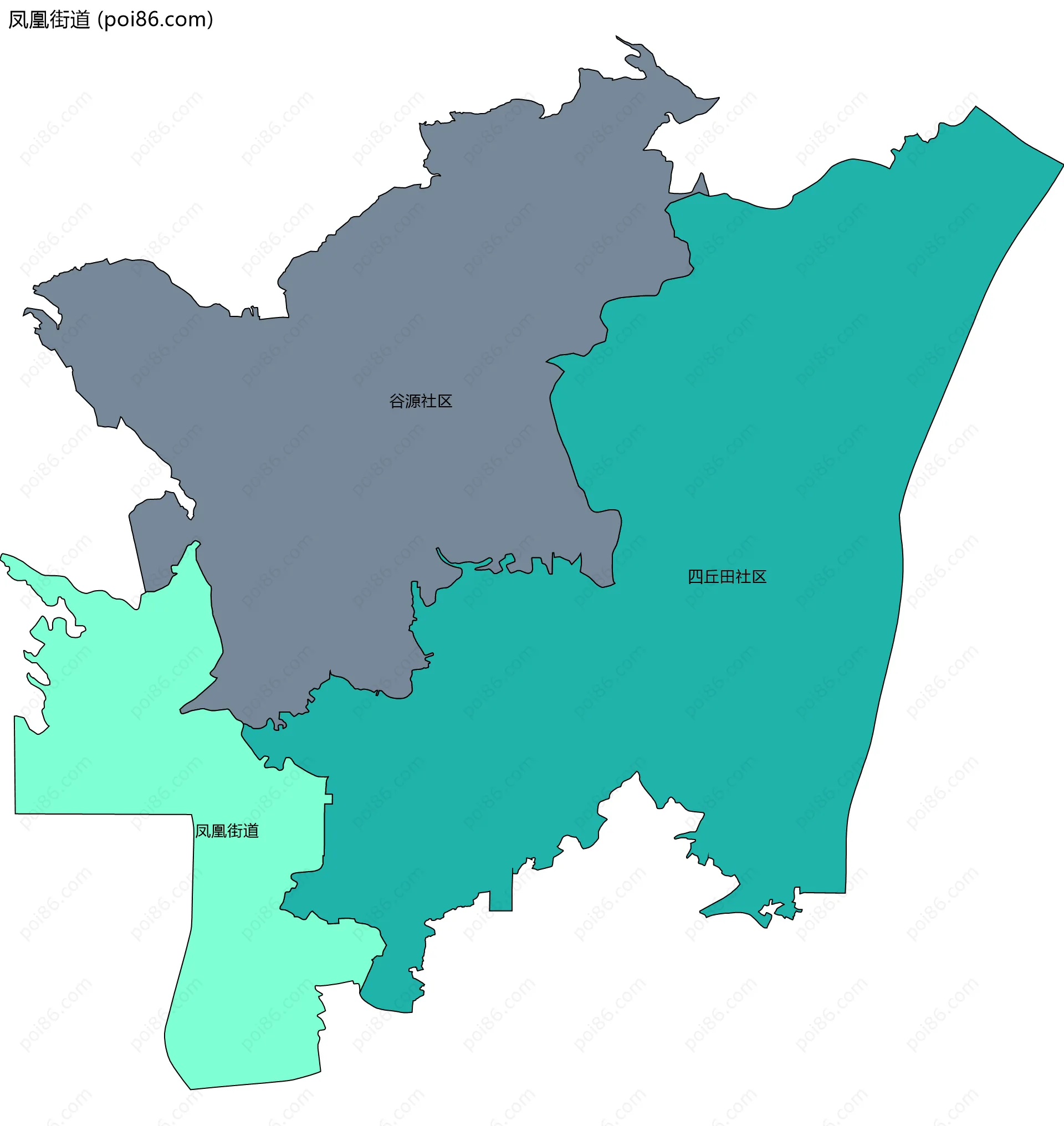凤凰街道边界地图(五级行政区划)