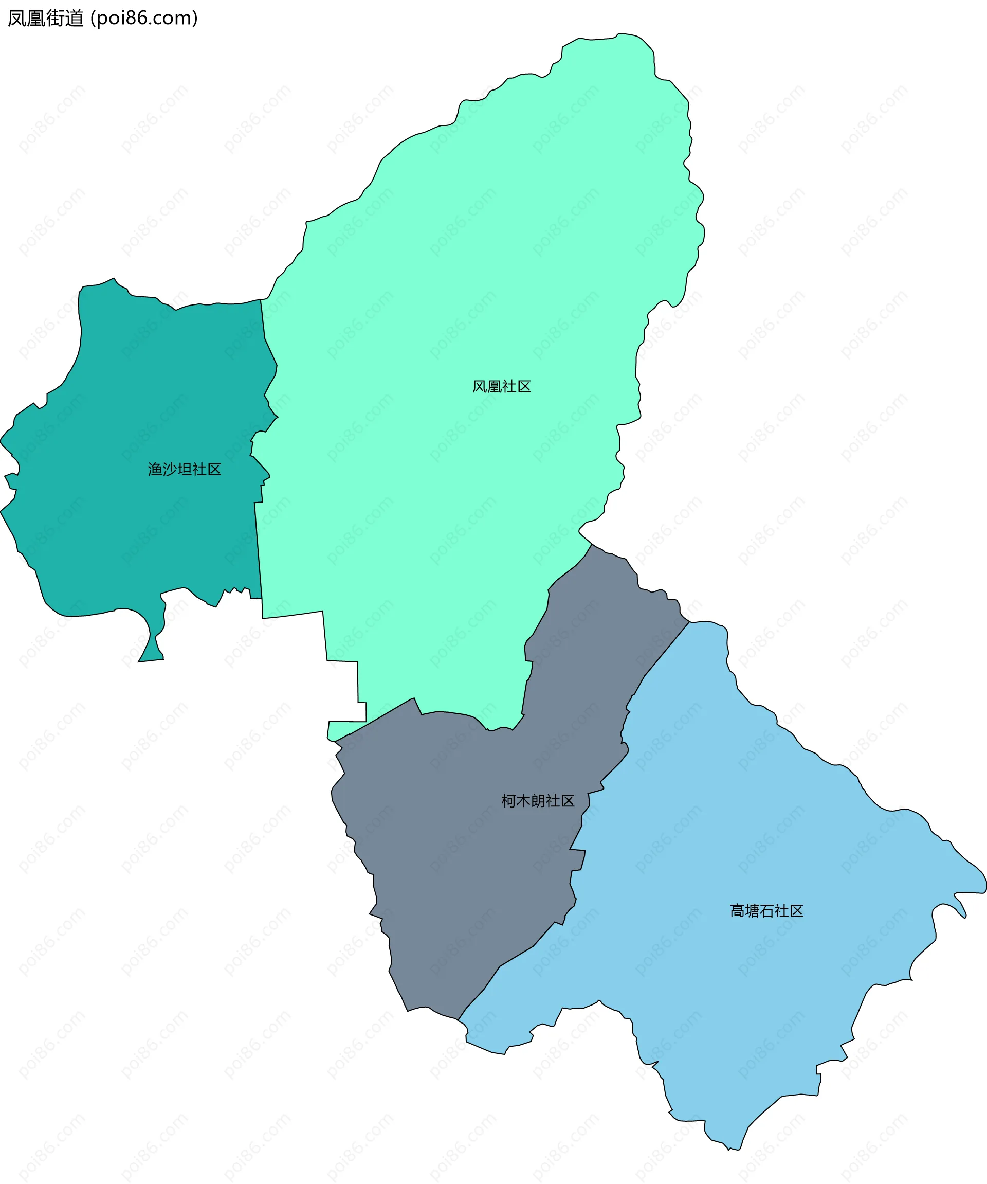 凤凰街道边界地图(五级行政区划)