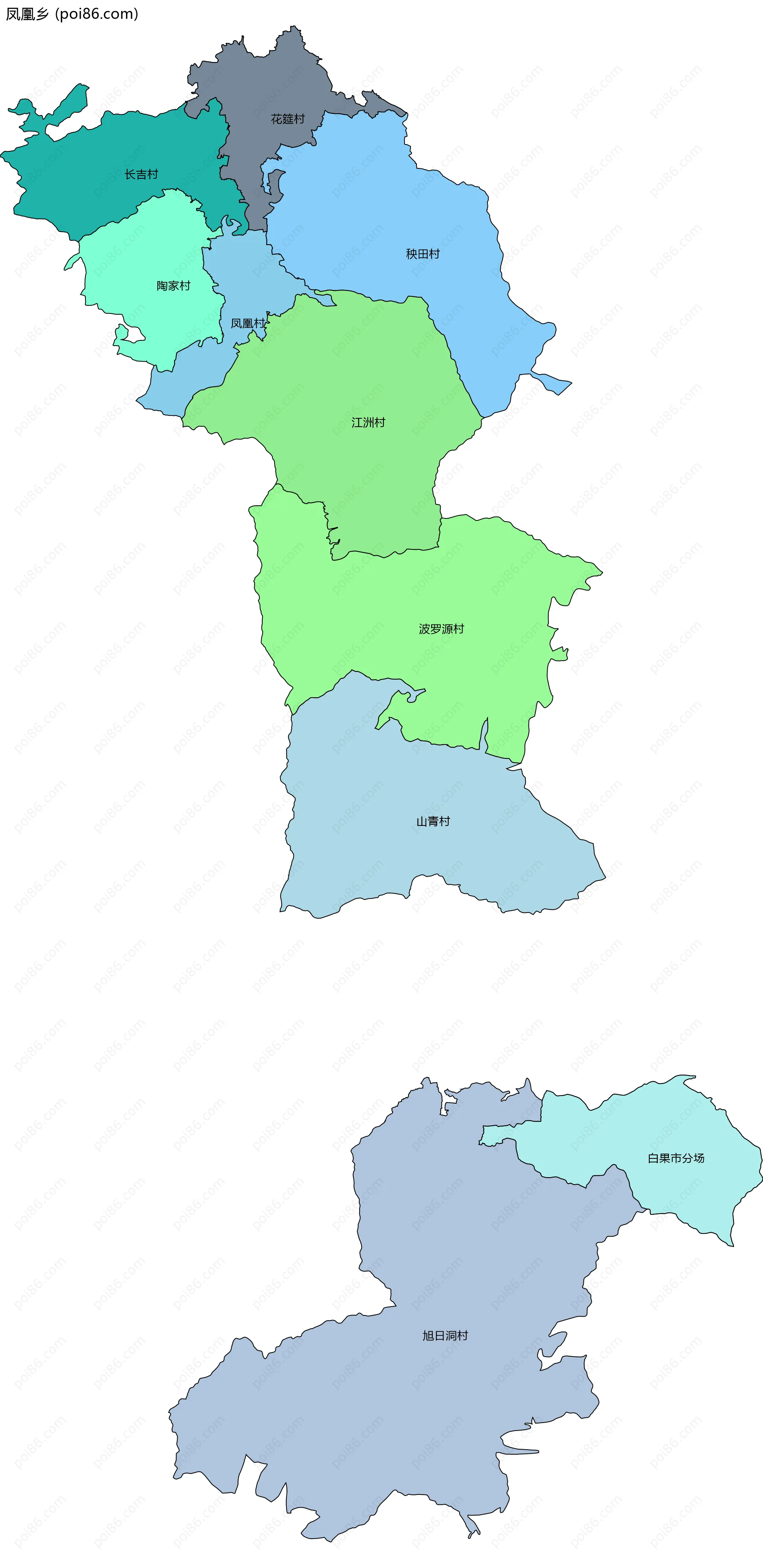 凤凰乡边界地图(五级行政区划)