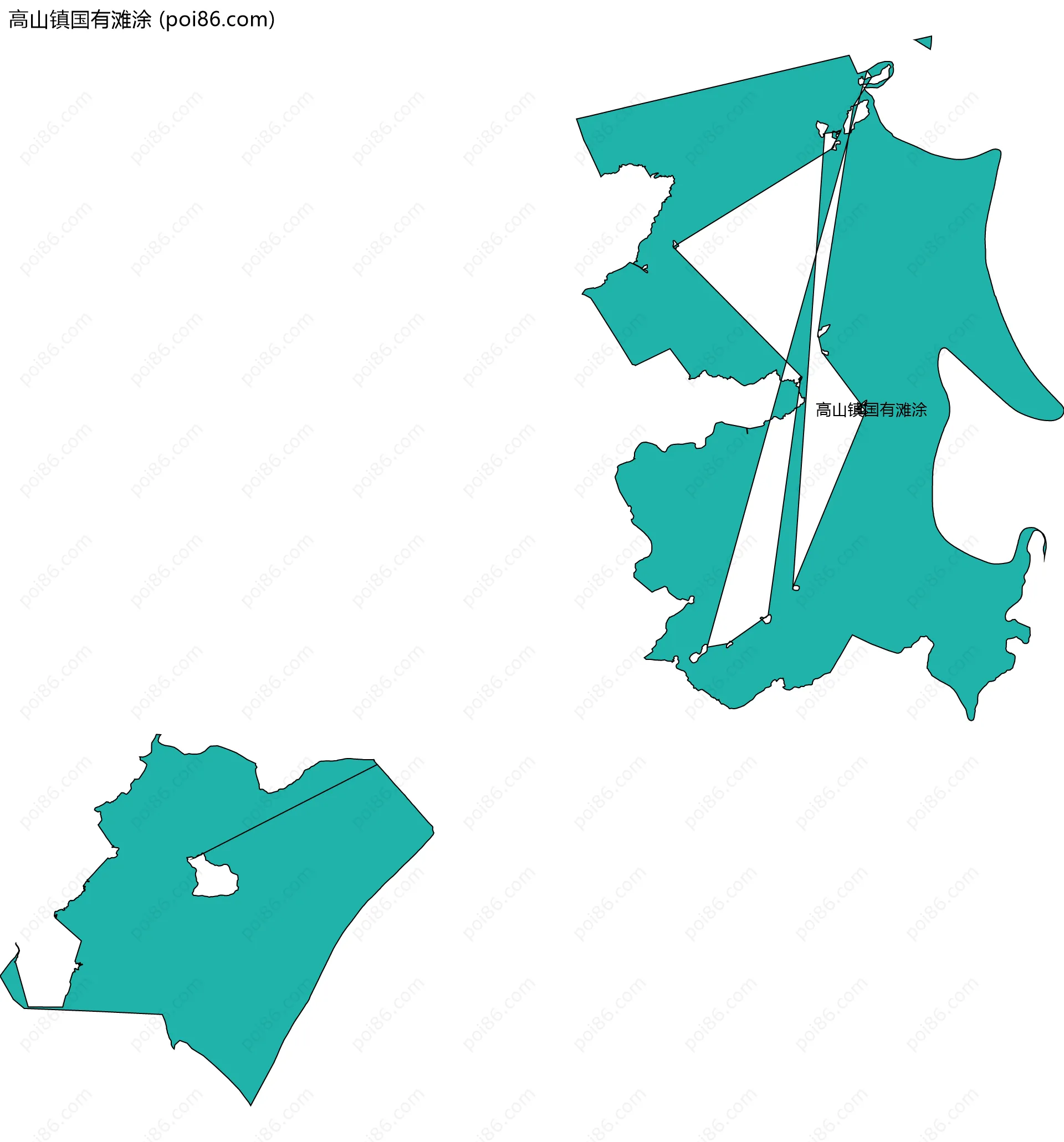 高山镇国有滩涂边界地图(五级行政区划)