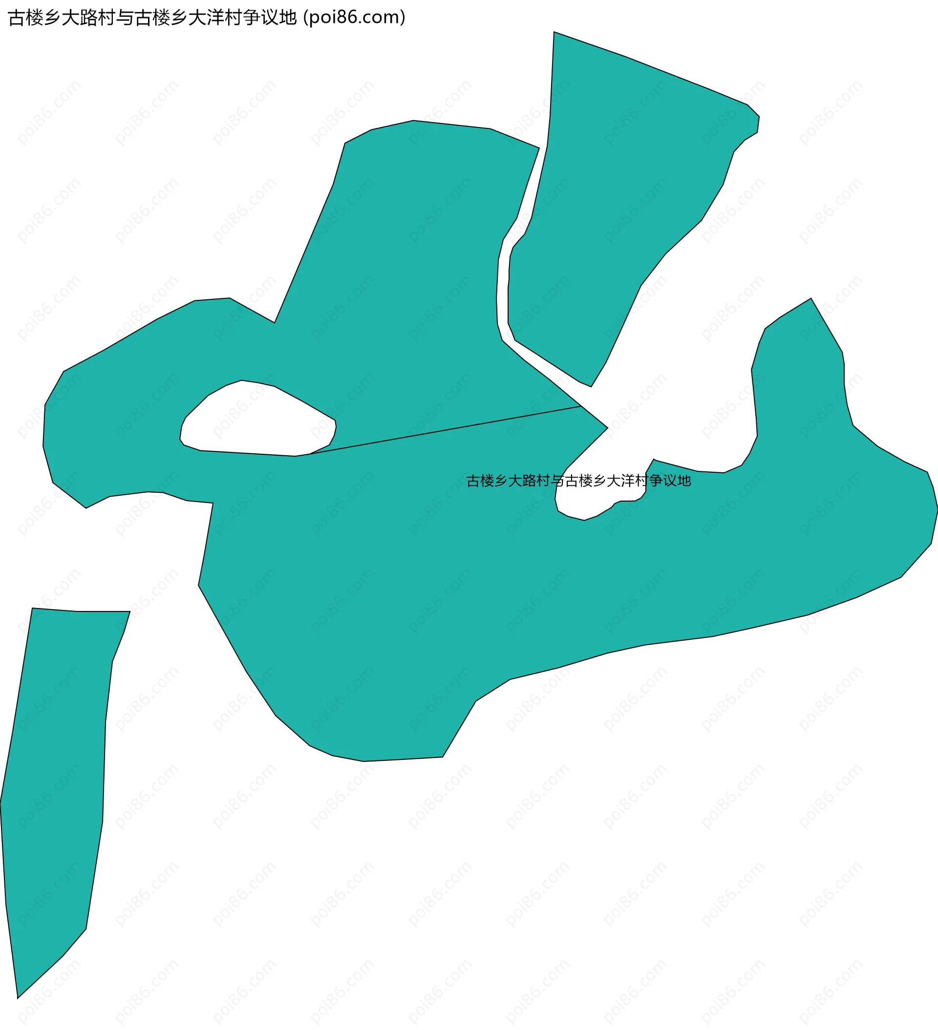 古楼乡大路村与古楼乡大洋村争议地边界地图