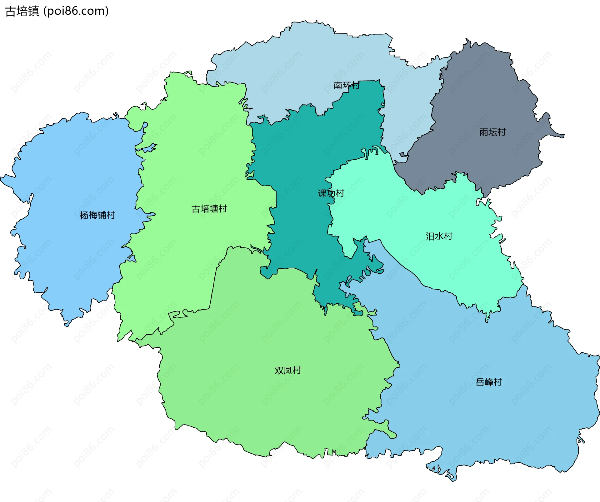 古培镇边界地图(五级行政区划)