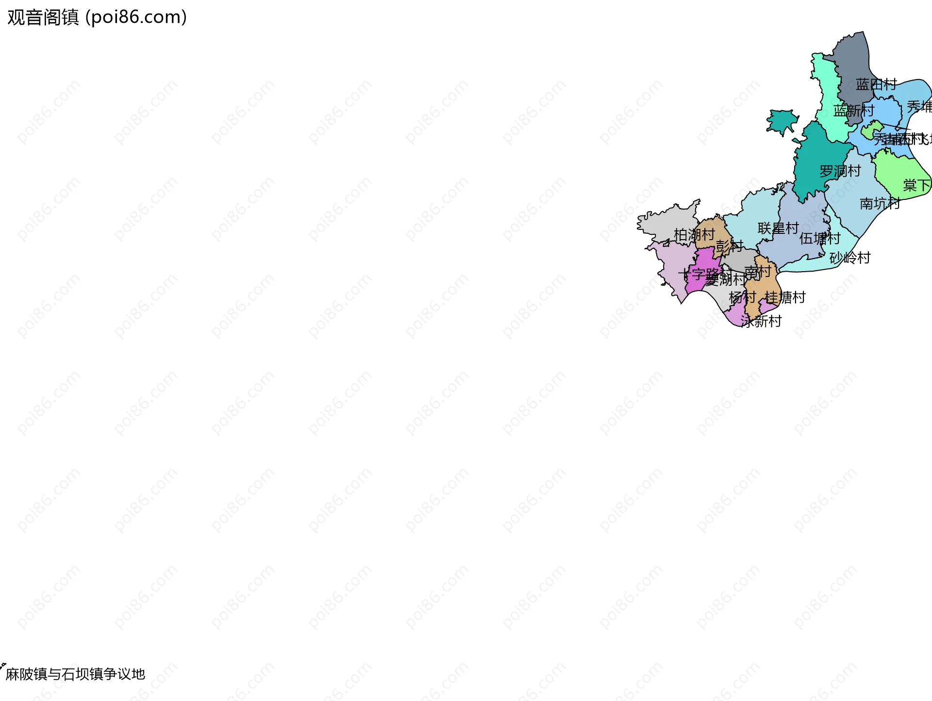 观音阁镇边界地图(五级行政区划)