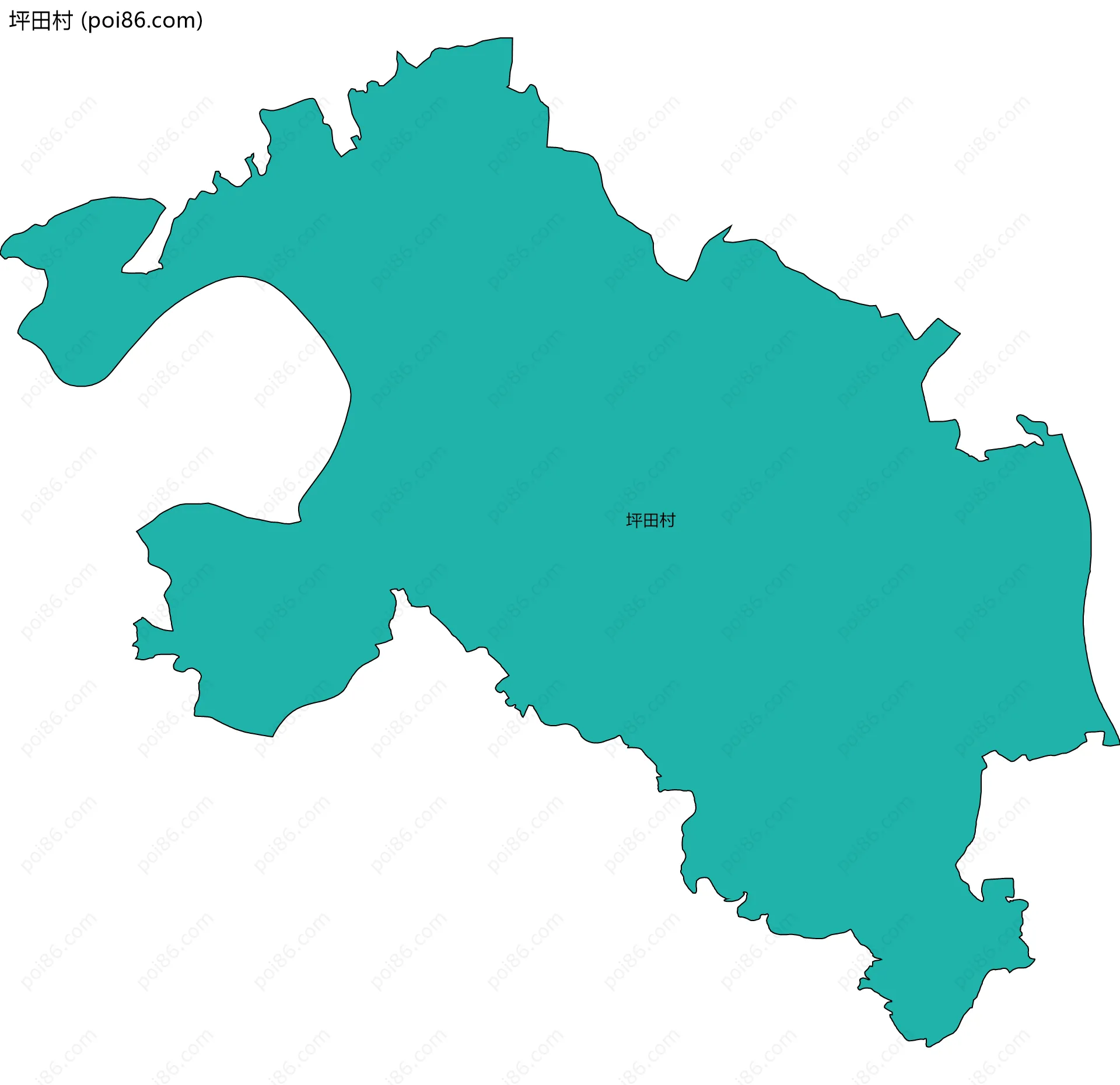 坪田村边界地图